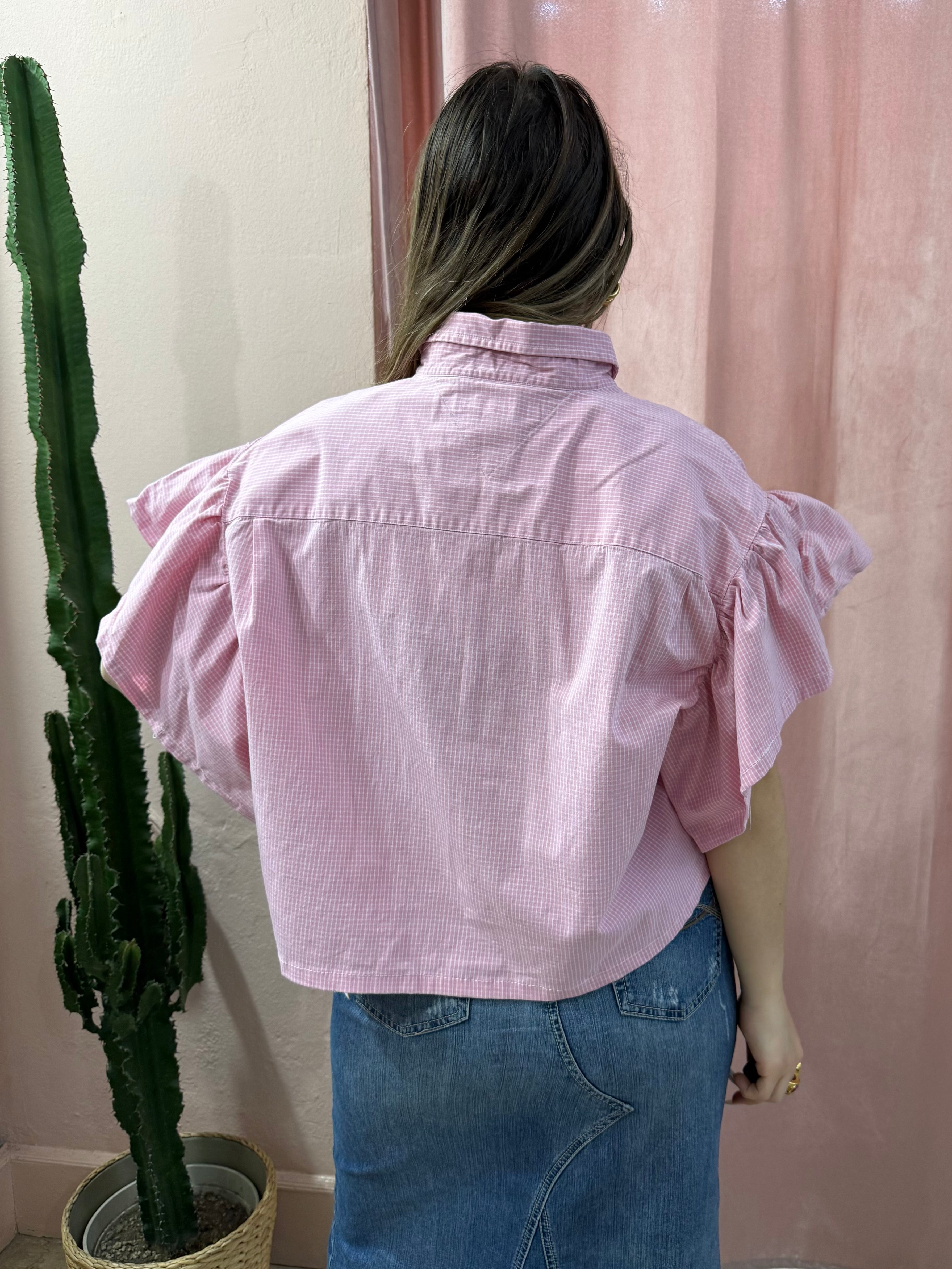 Camicia Tommy H. upcycling rosa