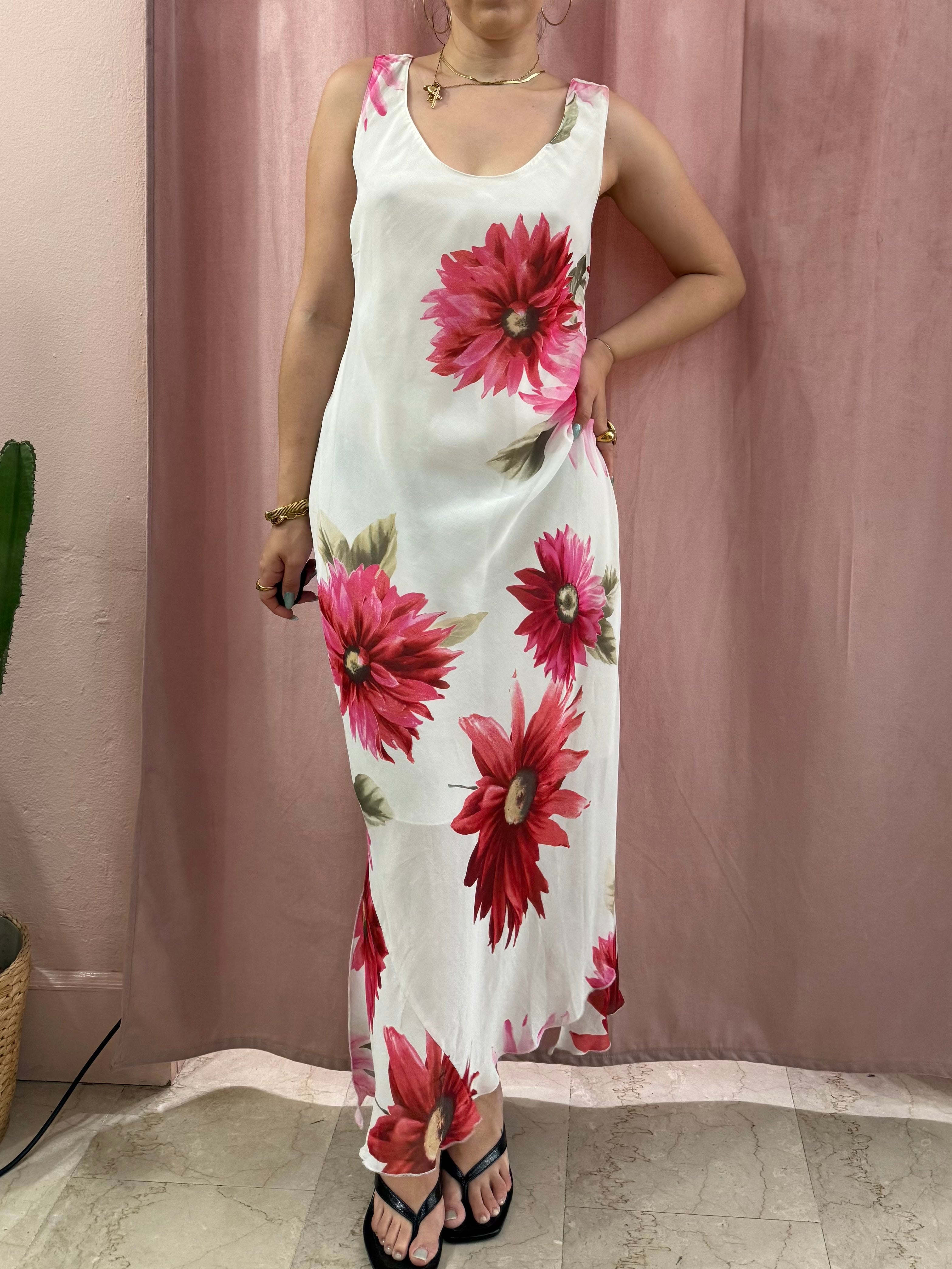 Maxi vestito bianco in fantasia fiori