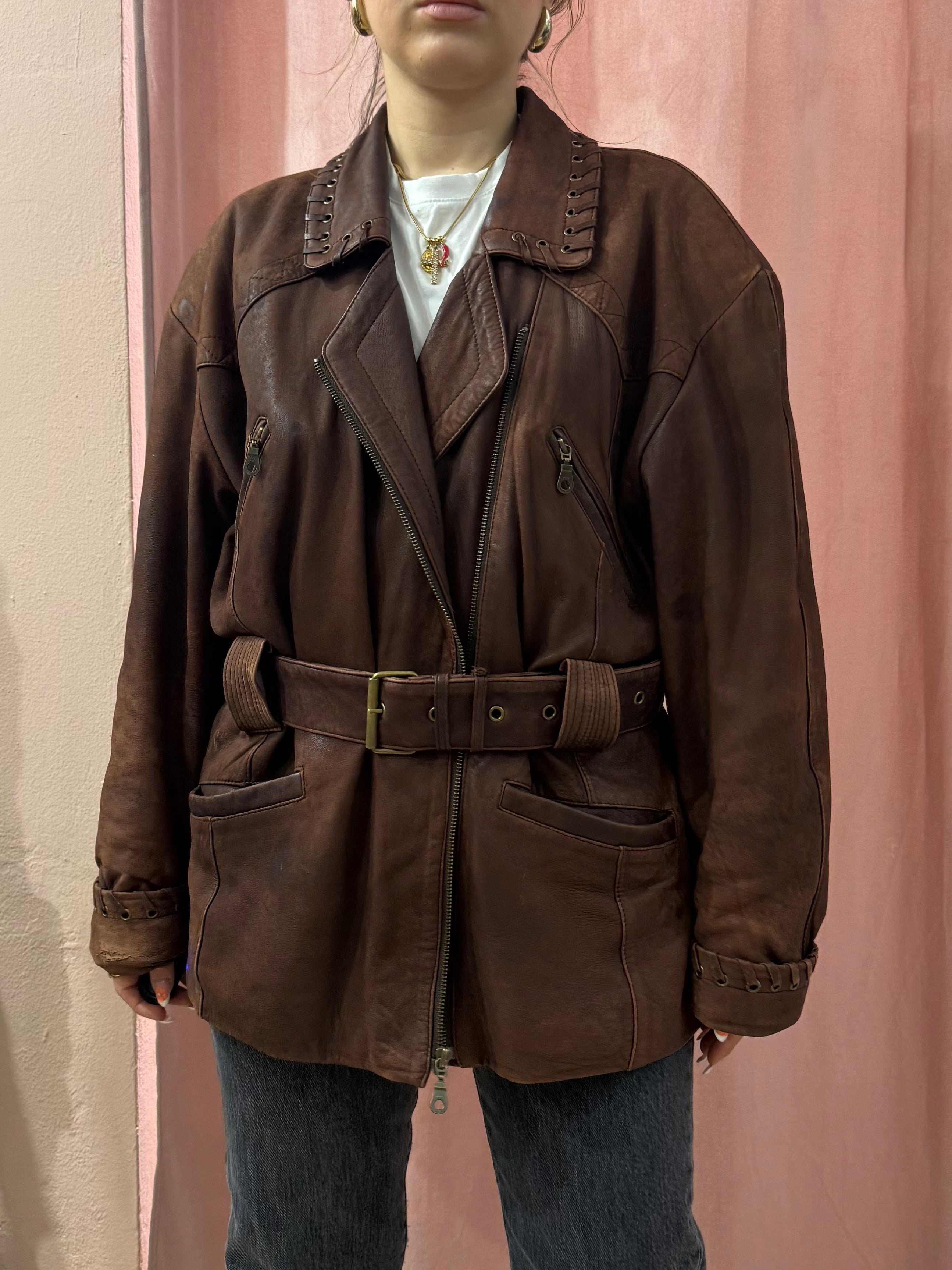 Giacca vintage in vera pelle invecchiata