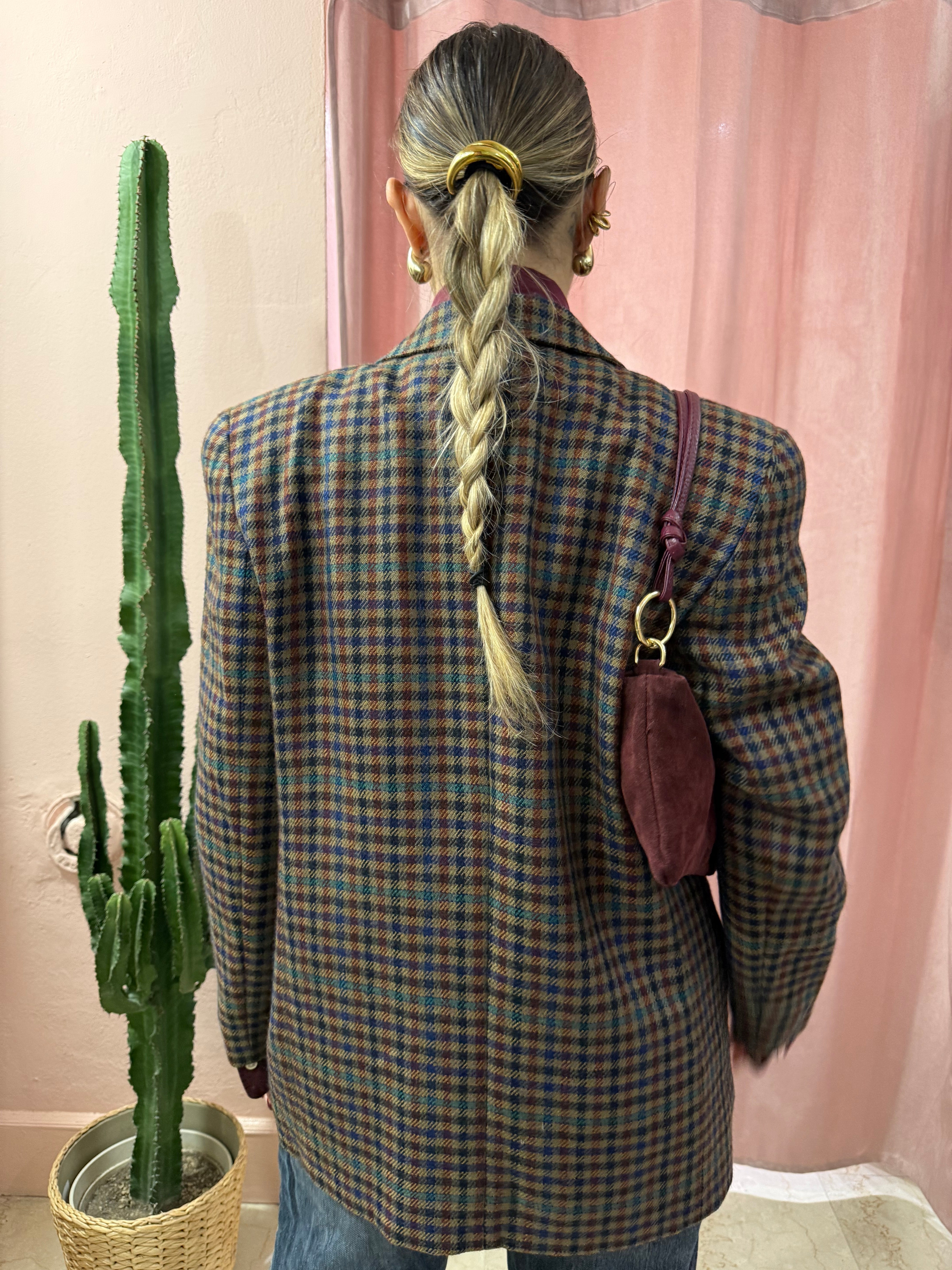 Blazer vintage Krizia a quadretti in pura lana