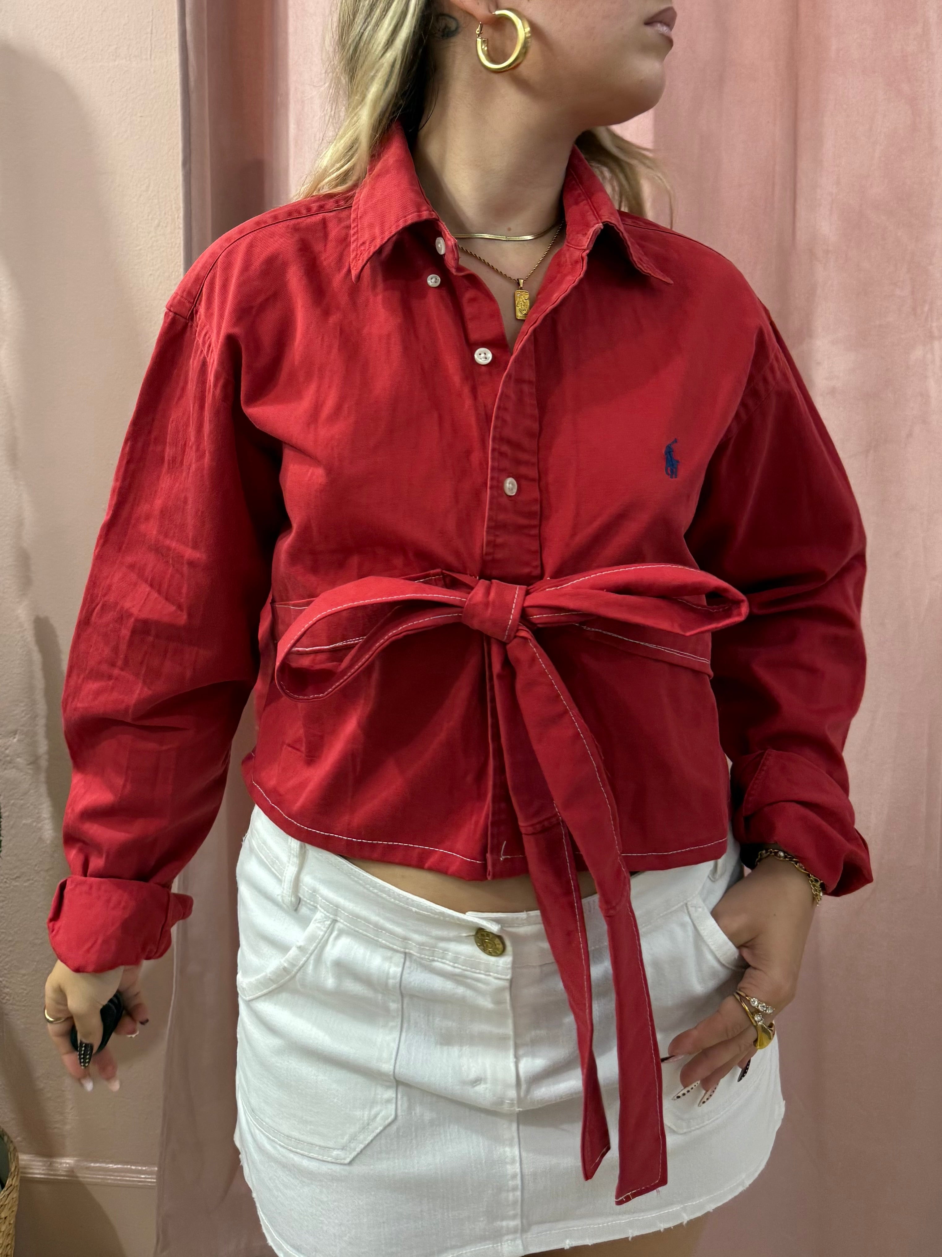Camicia Ralph Lauren upcycling fiocco rossa