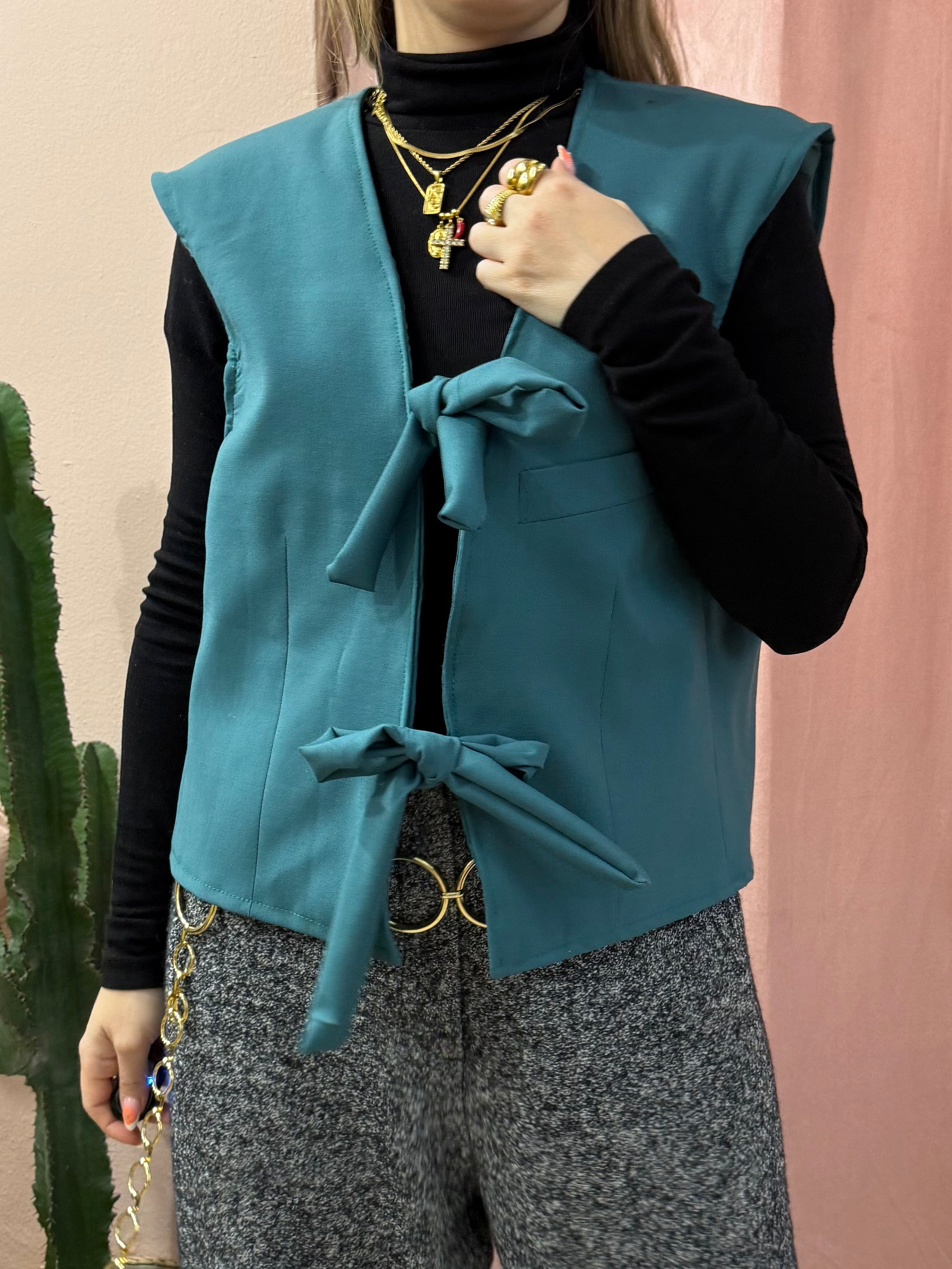 Gilet upcycling fiocchi verde bottiglia