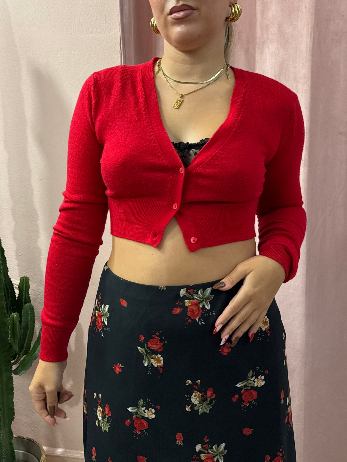 Cardigan Twinset rosso in lana