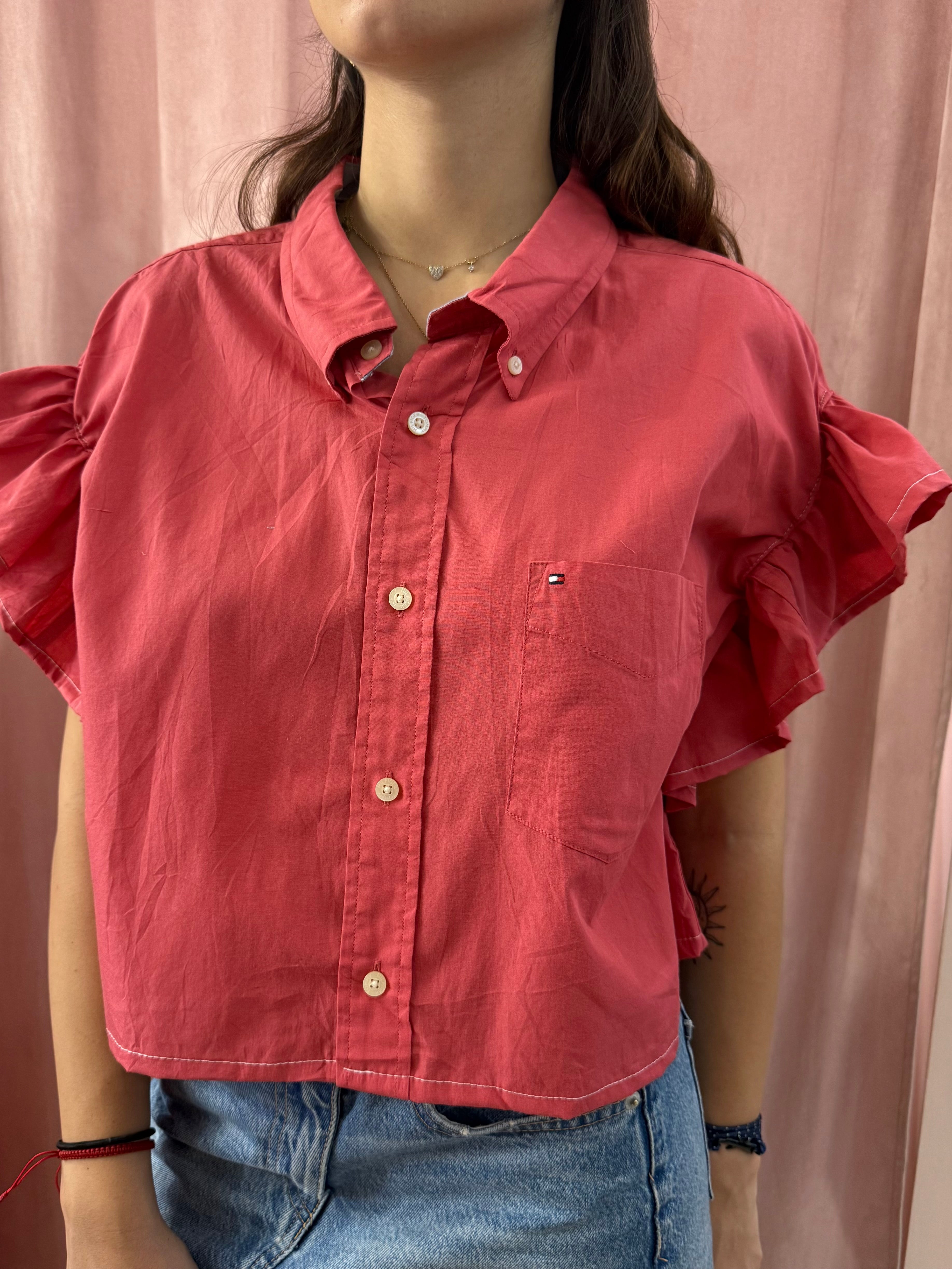 Camicia Tommy Hilfiger upcycling volant fragola