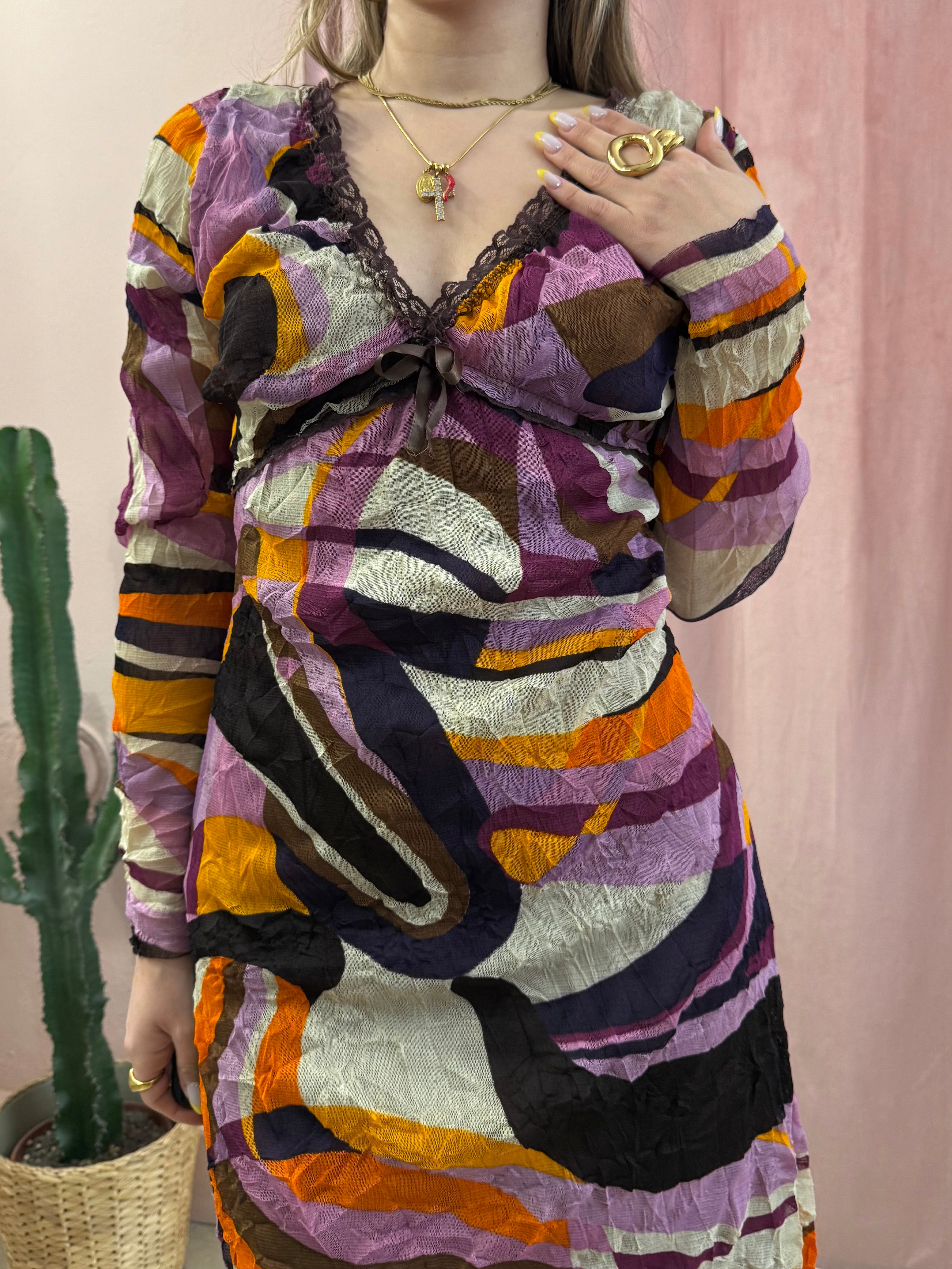 Vestito anni 2000 fantasia colorata