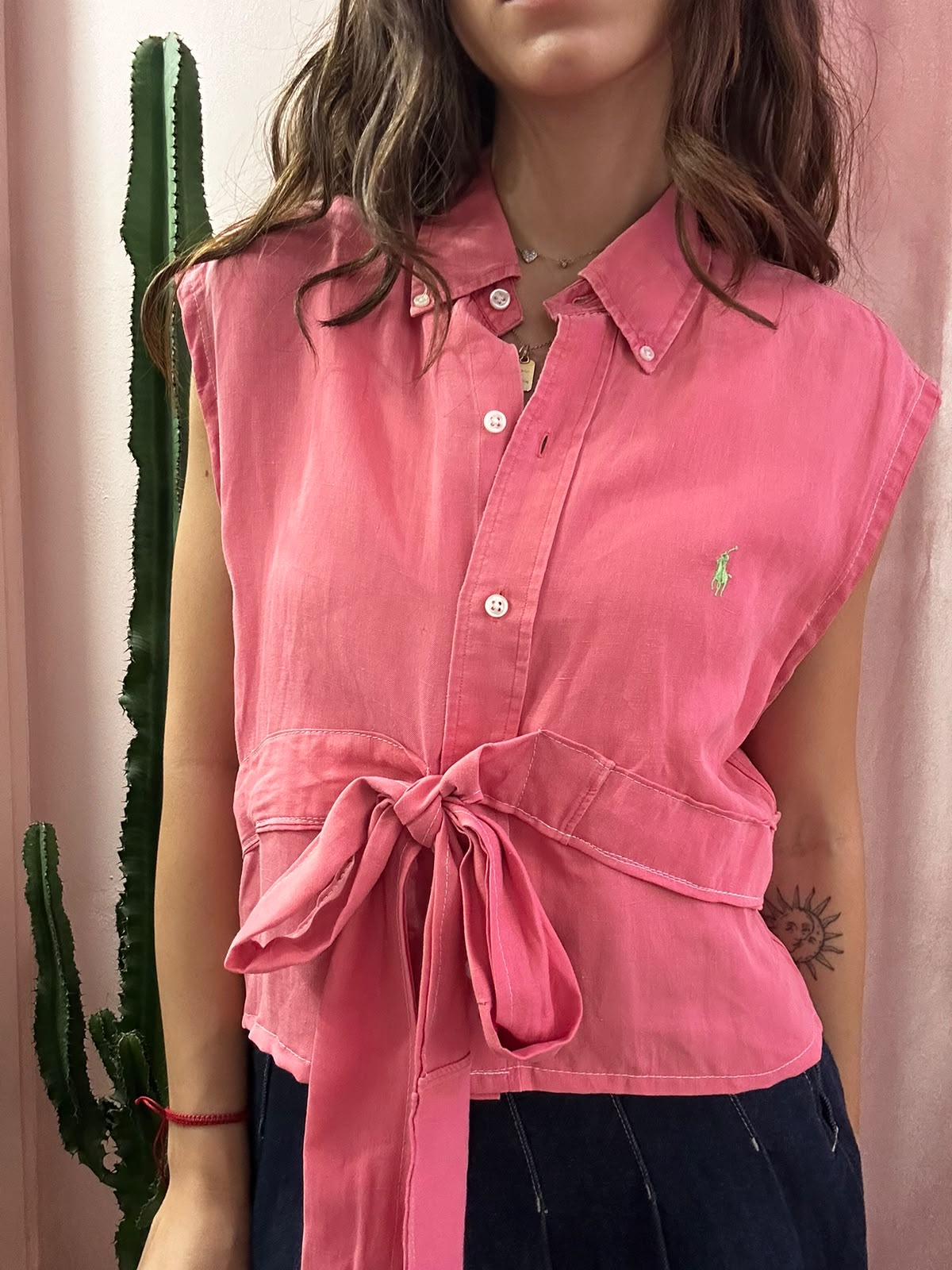 Camicia Ralph Lauren upcycling fiocco fragola
