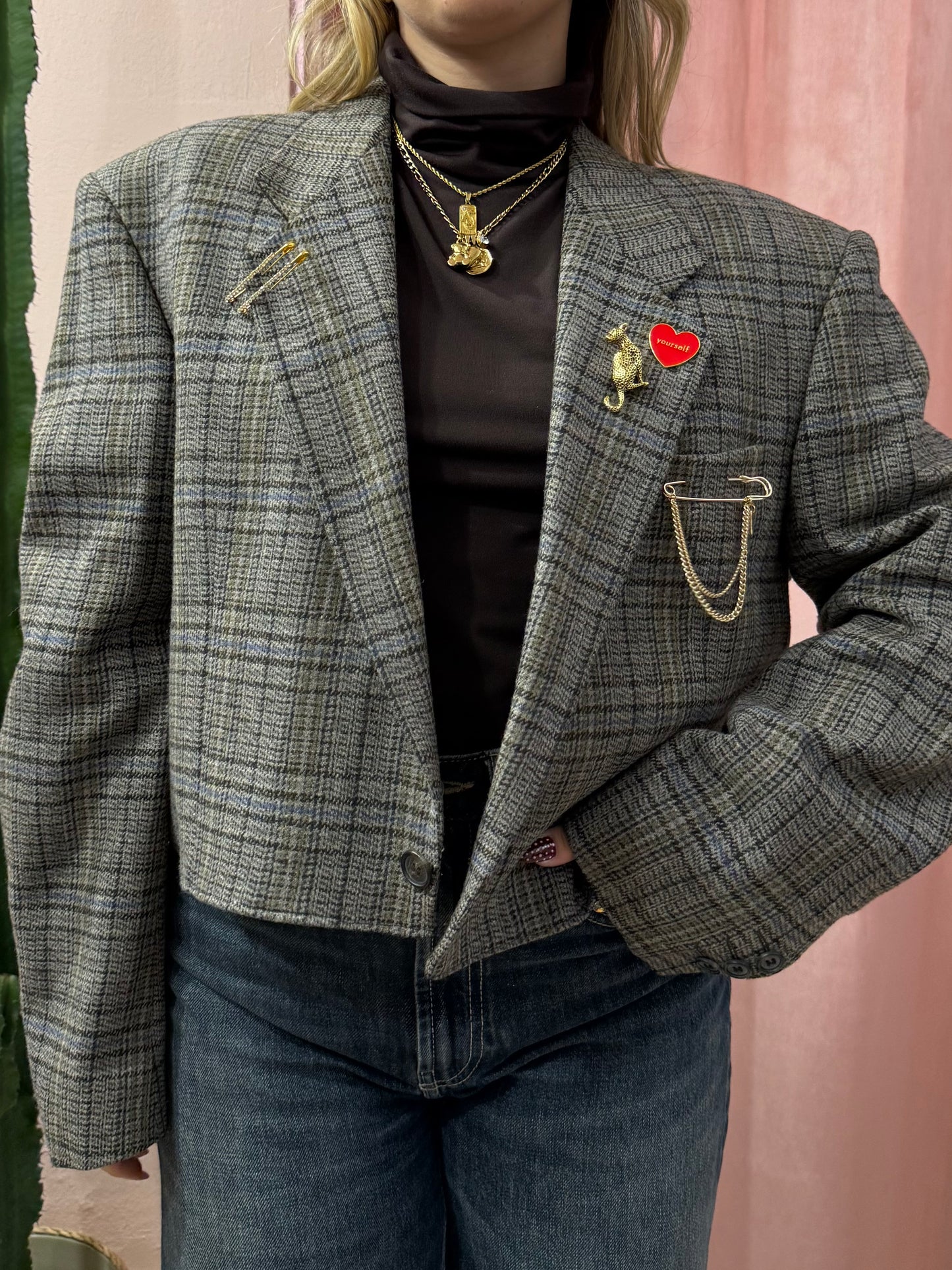 Blazer vintage crop principe di Galles