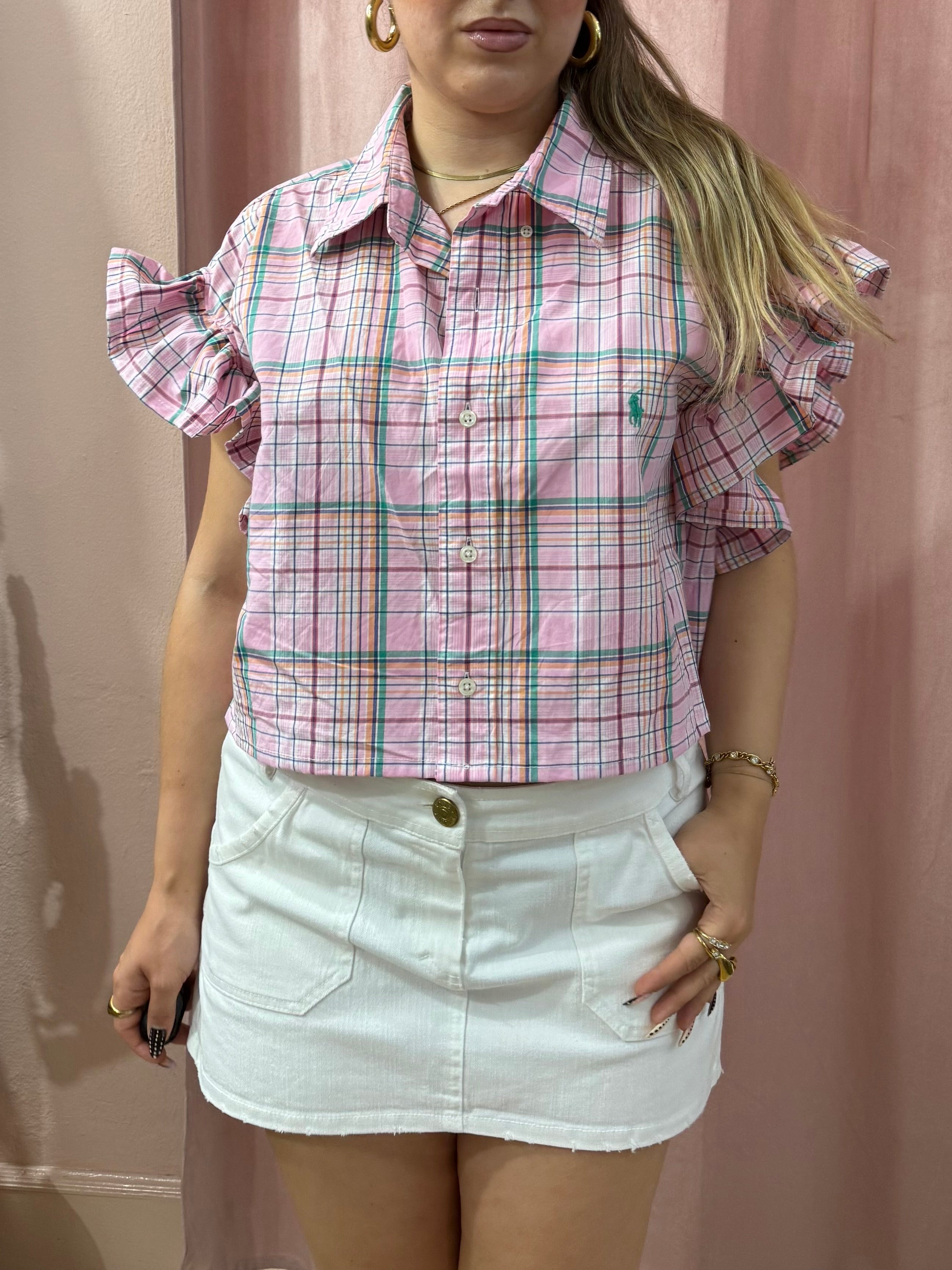 Camicia Ralph Lauren upcycling quadri rosa