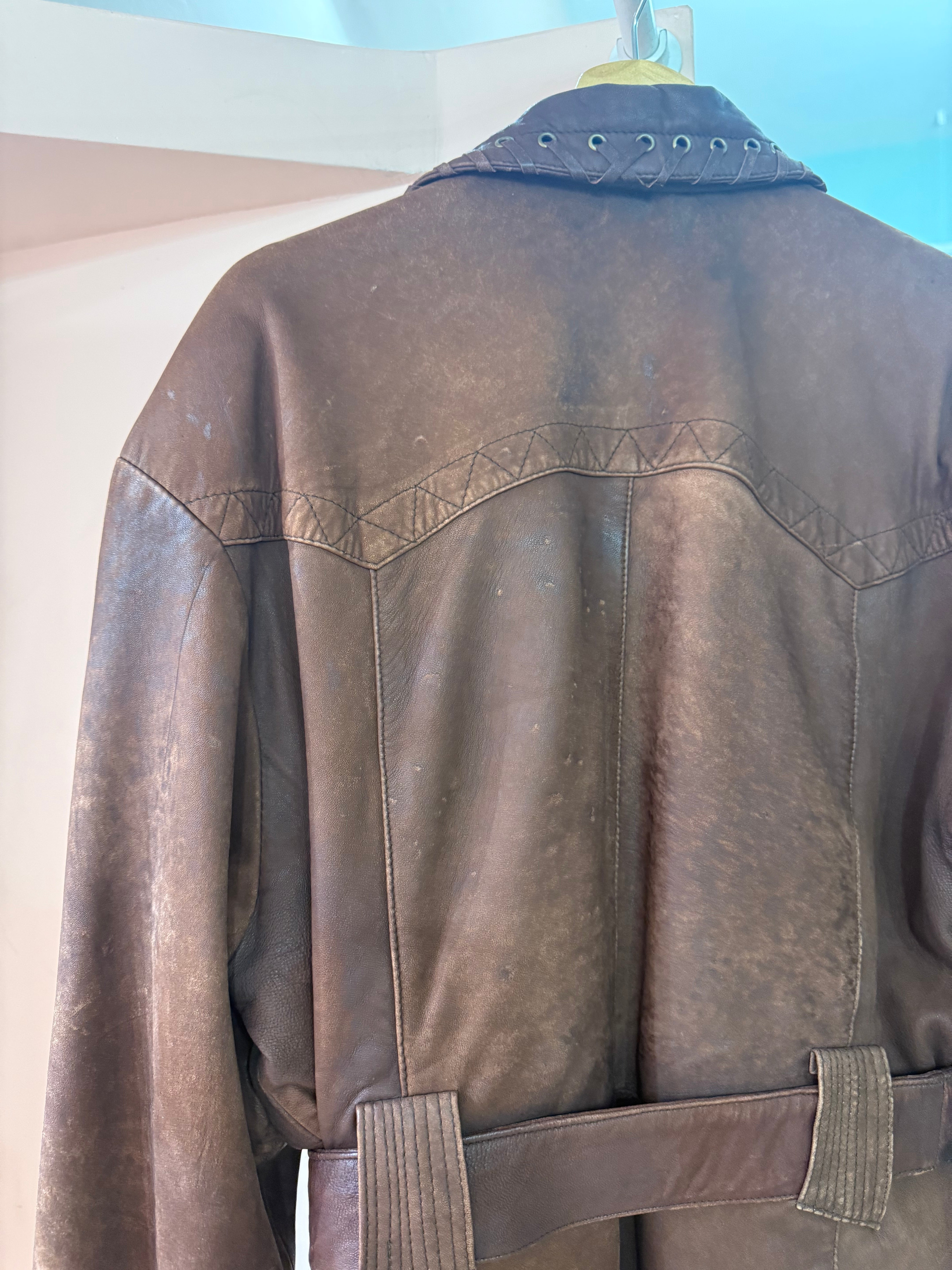 Giacca vintage in vera pelle invecchiata