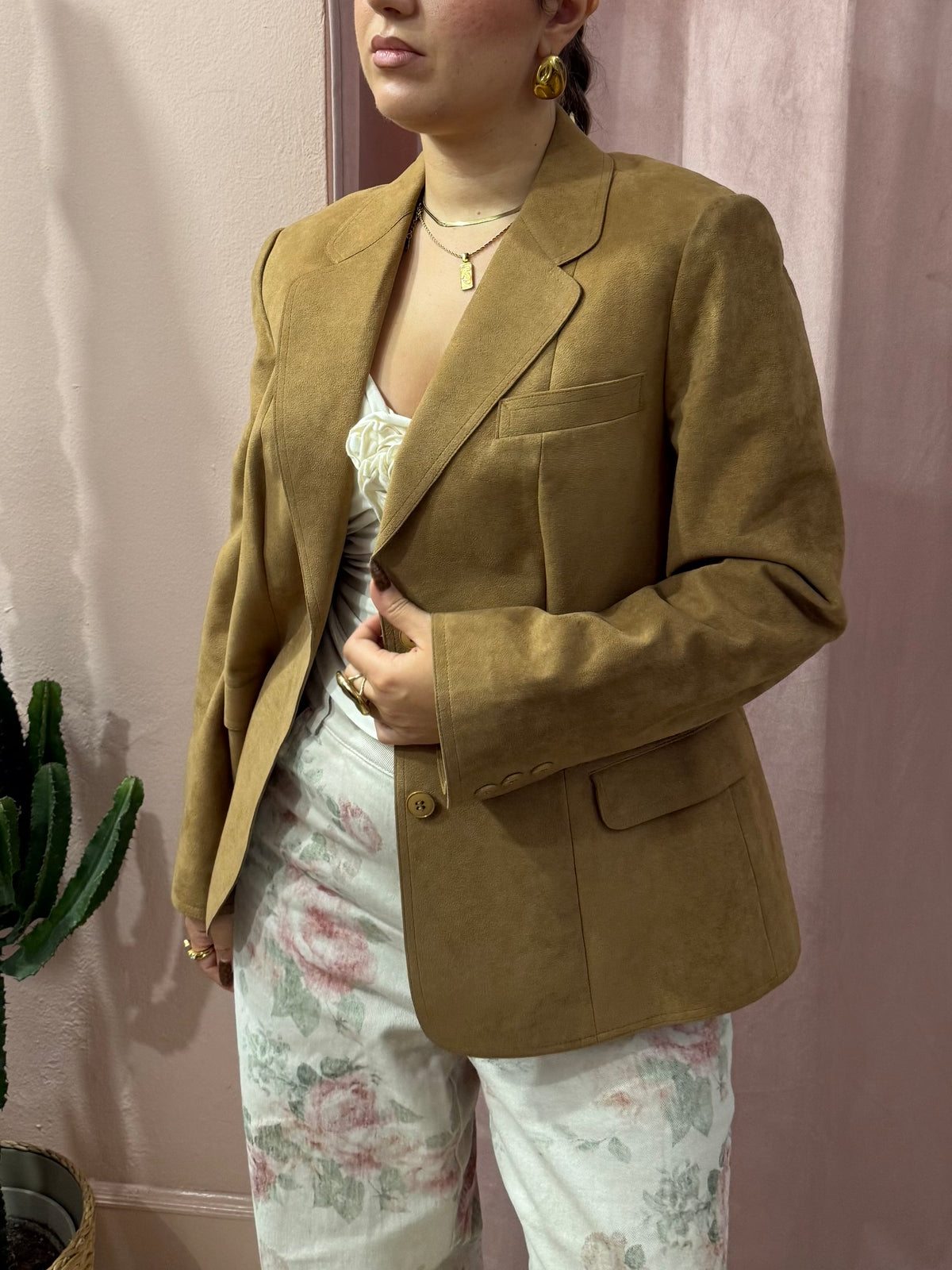 Blazer effetto scamosciato