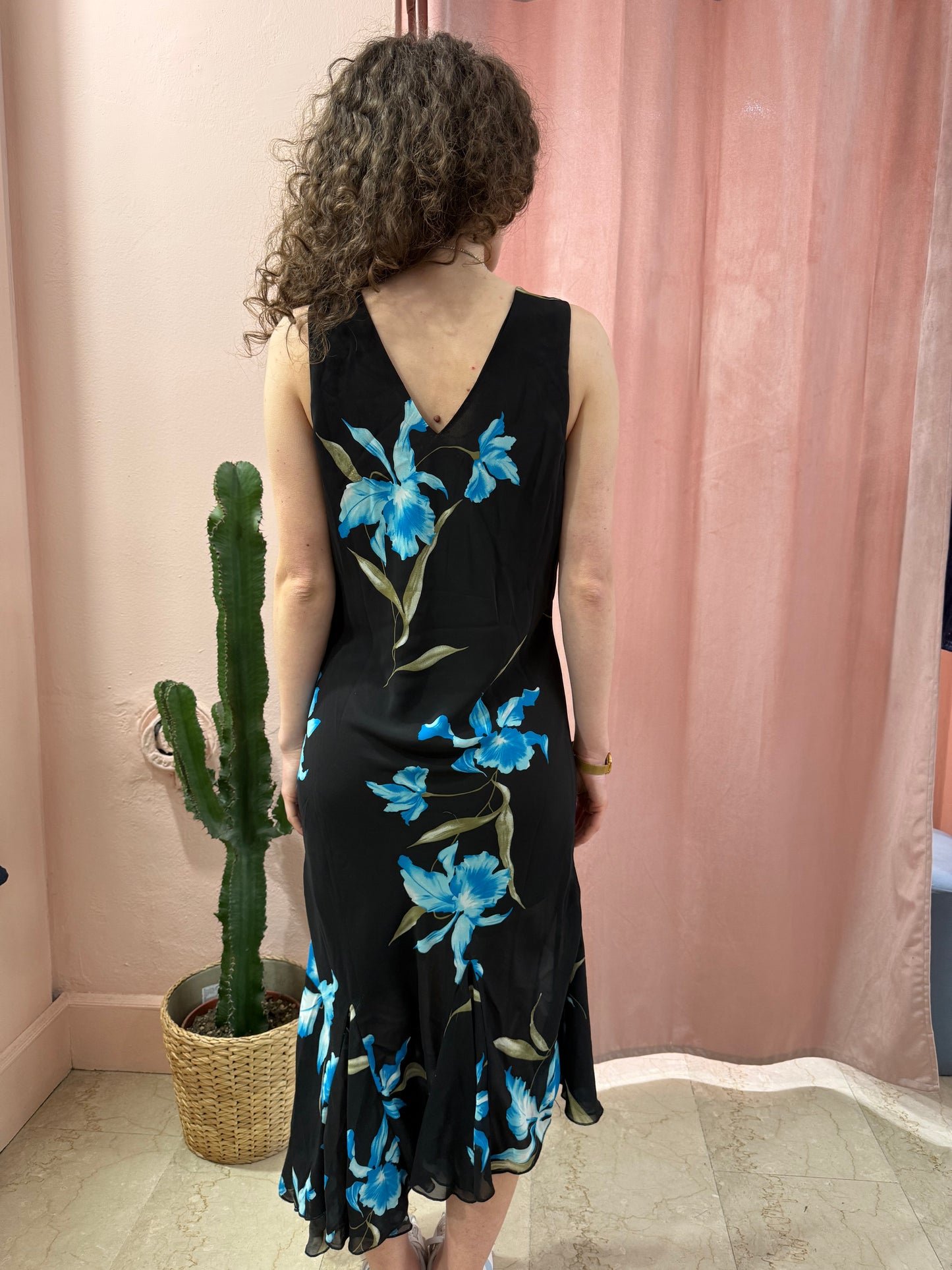 Vestito in fantasia a fiori misto seta