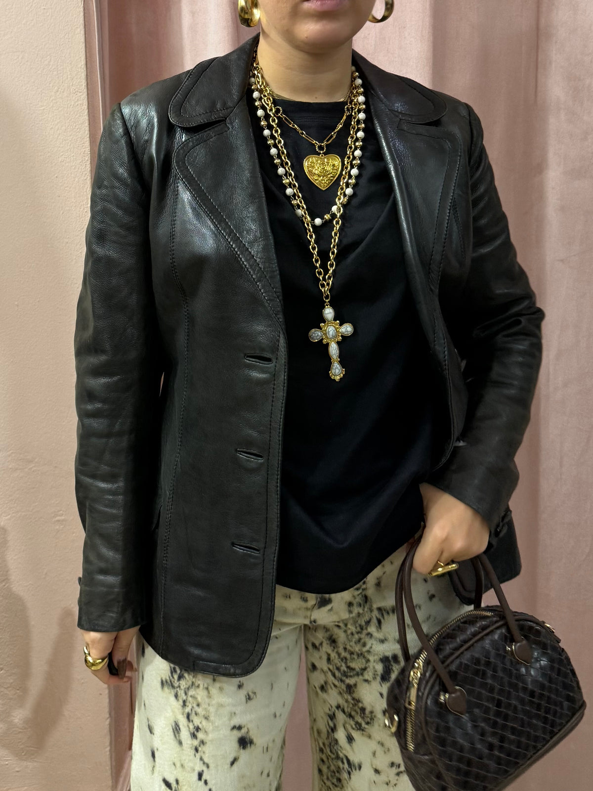 Giacca in vera pelle moro