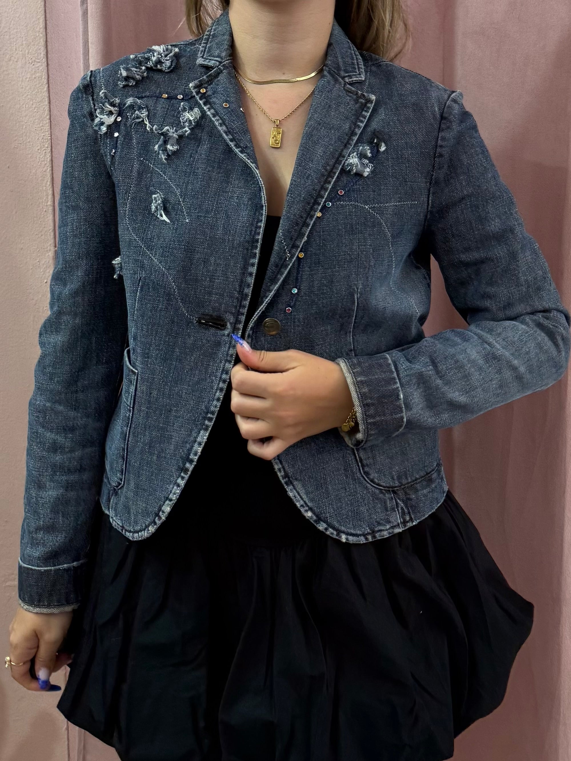 Giacca in denim Just Cavalli con applicazioni