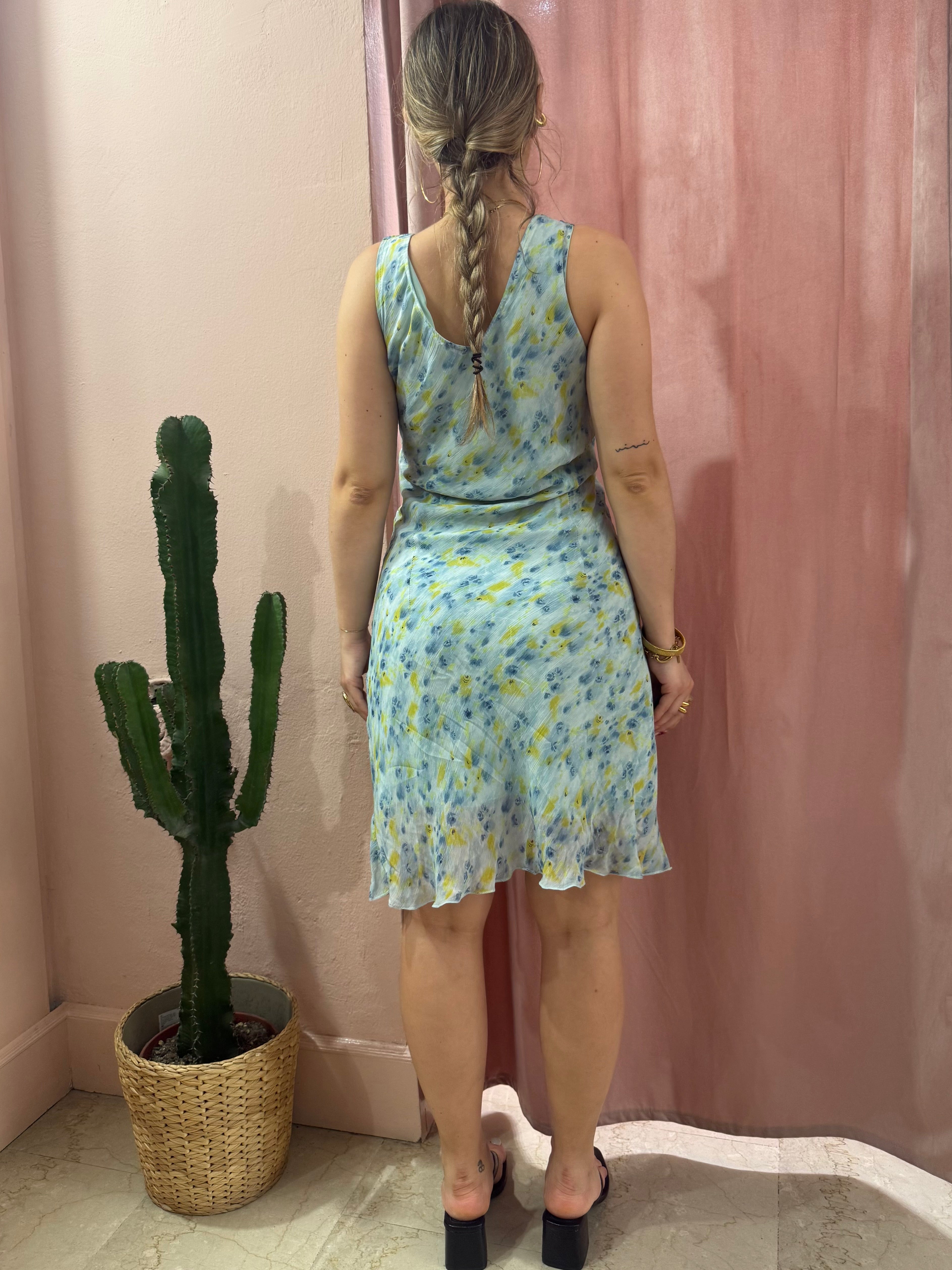 Vestito midi turchese in fantasia