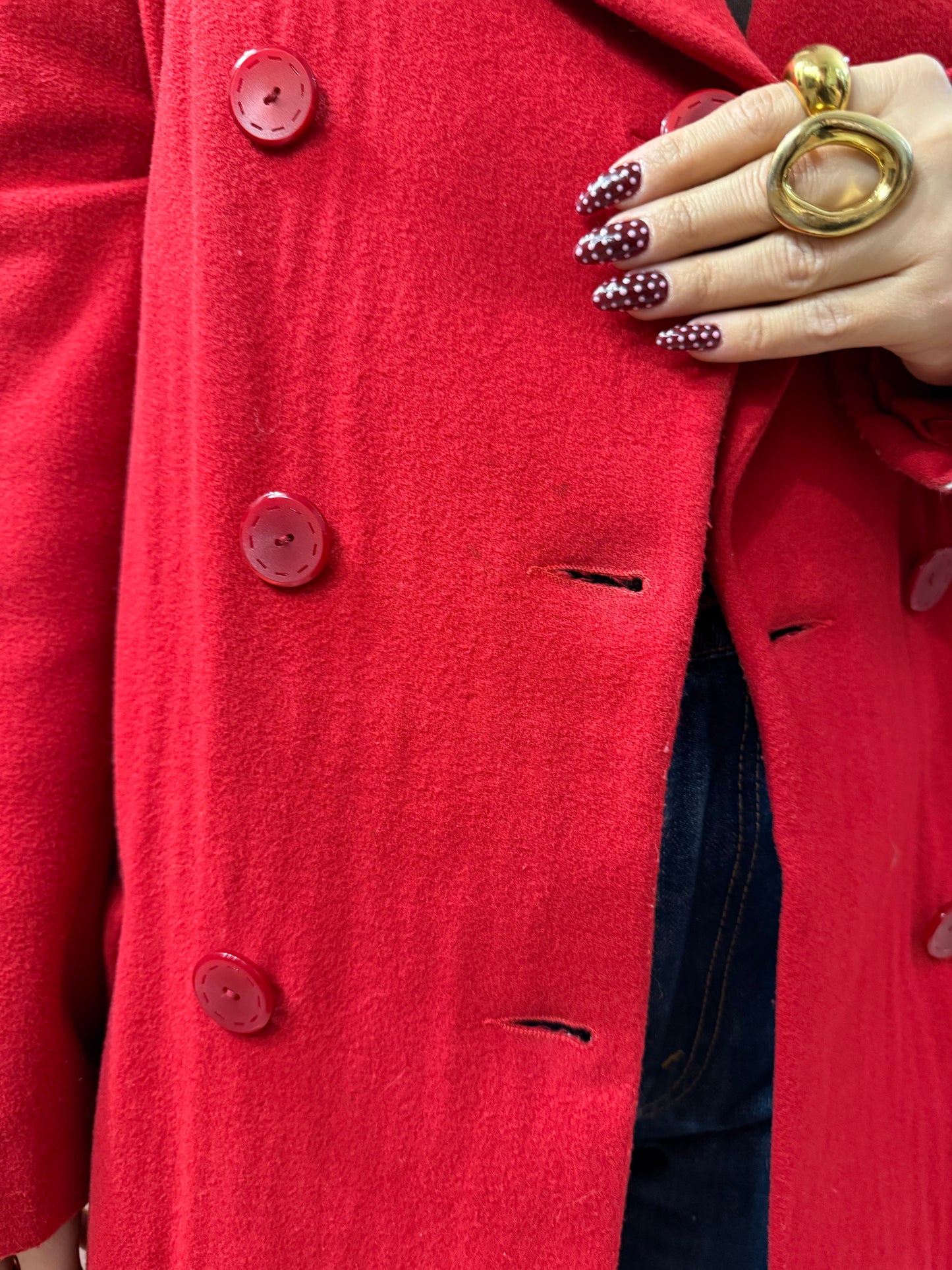 Cappotto vintage rosso Gina Lebole misto cashmere