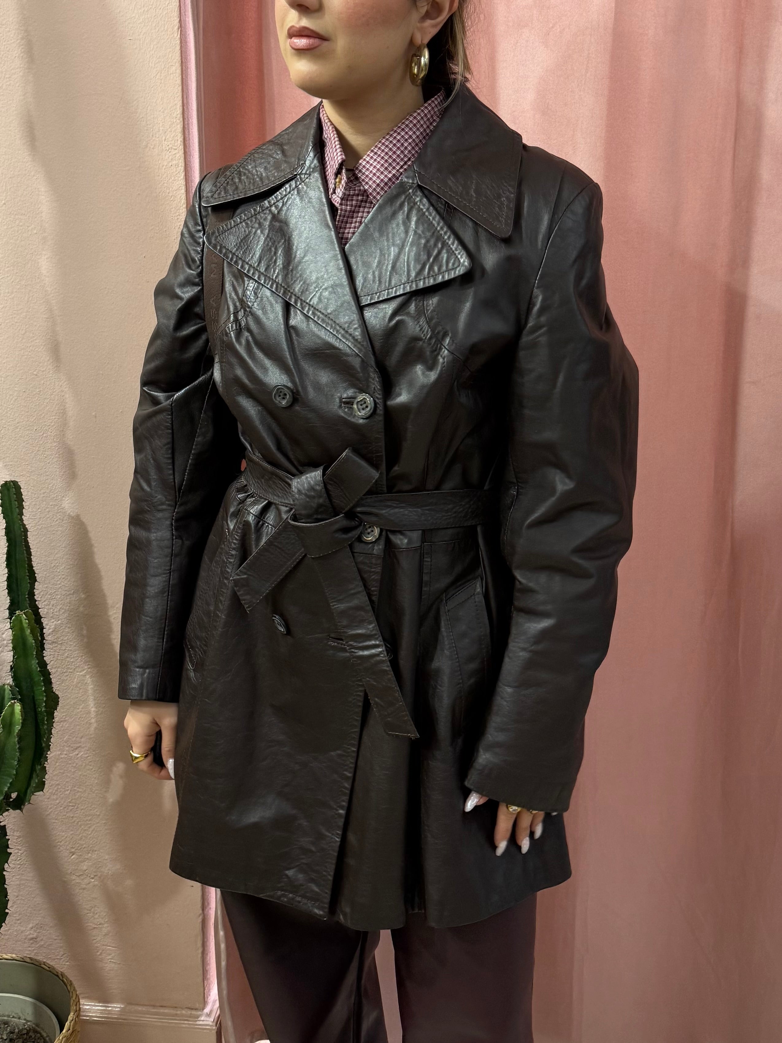 Trench vintage in pelle moro