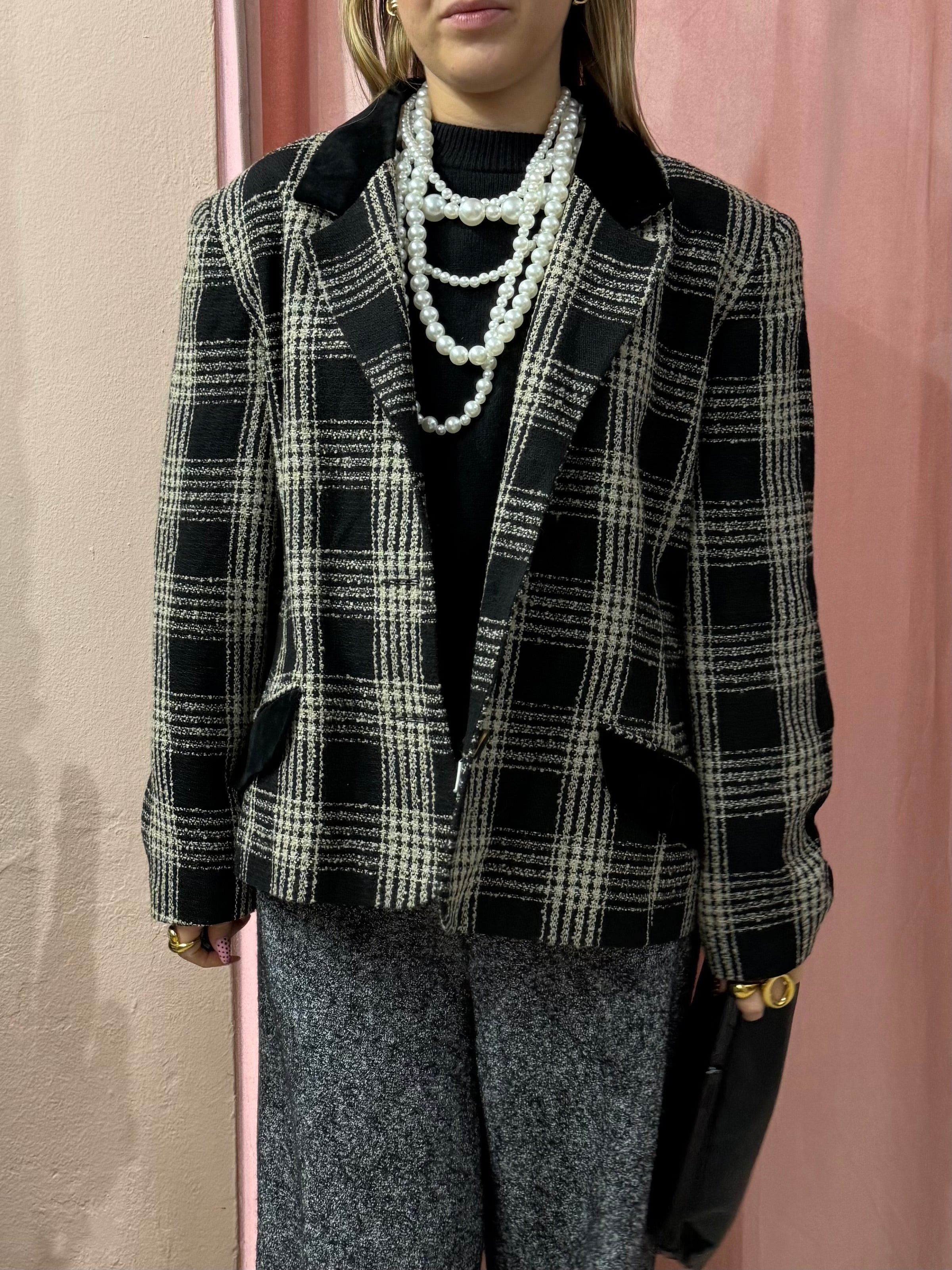 Blazer quadri bianco e nero