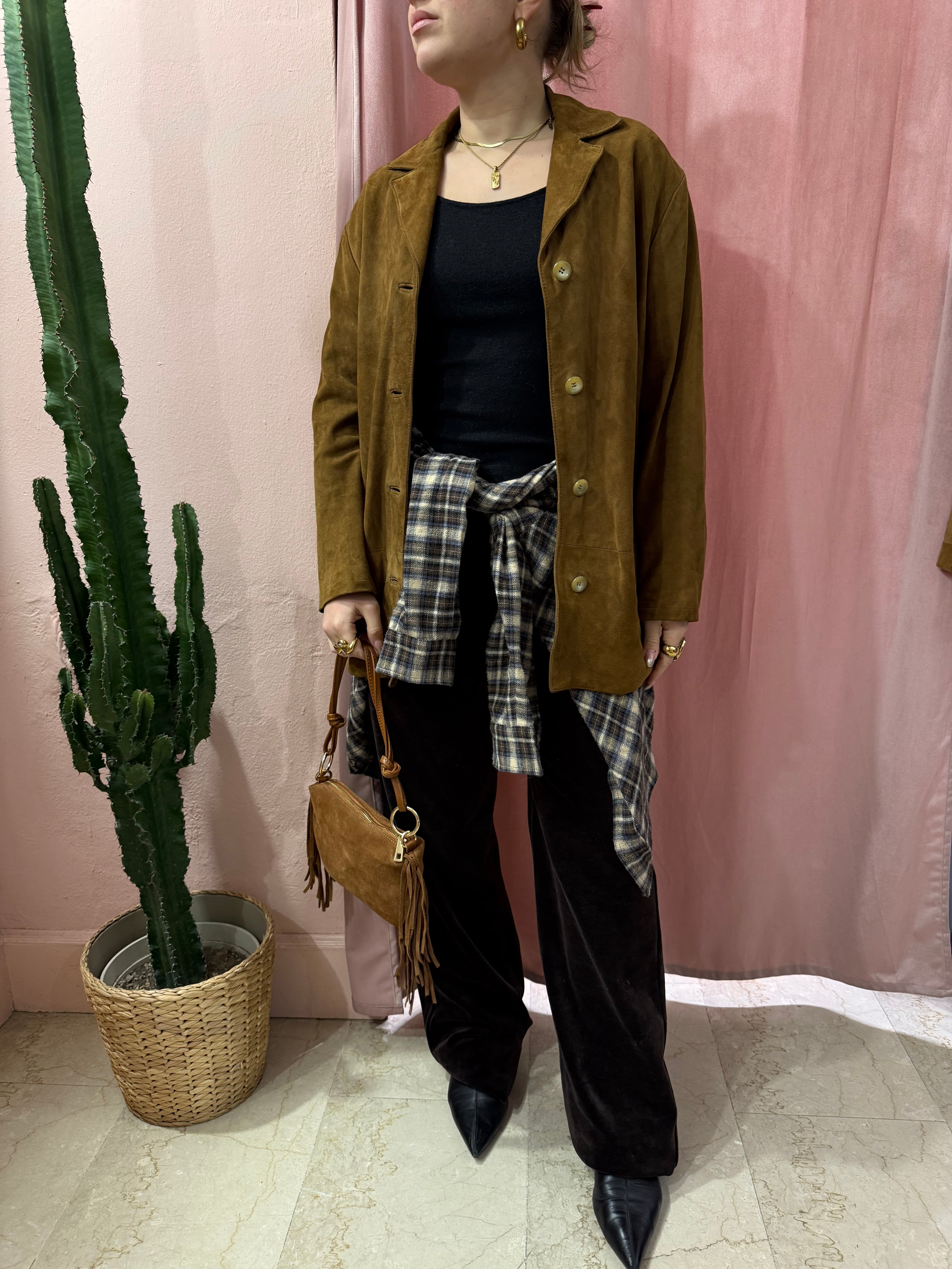 Giacca scamosciata in pelle