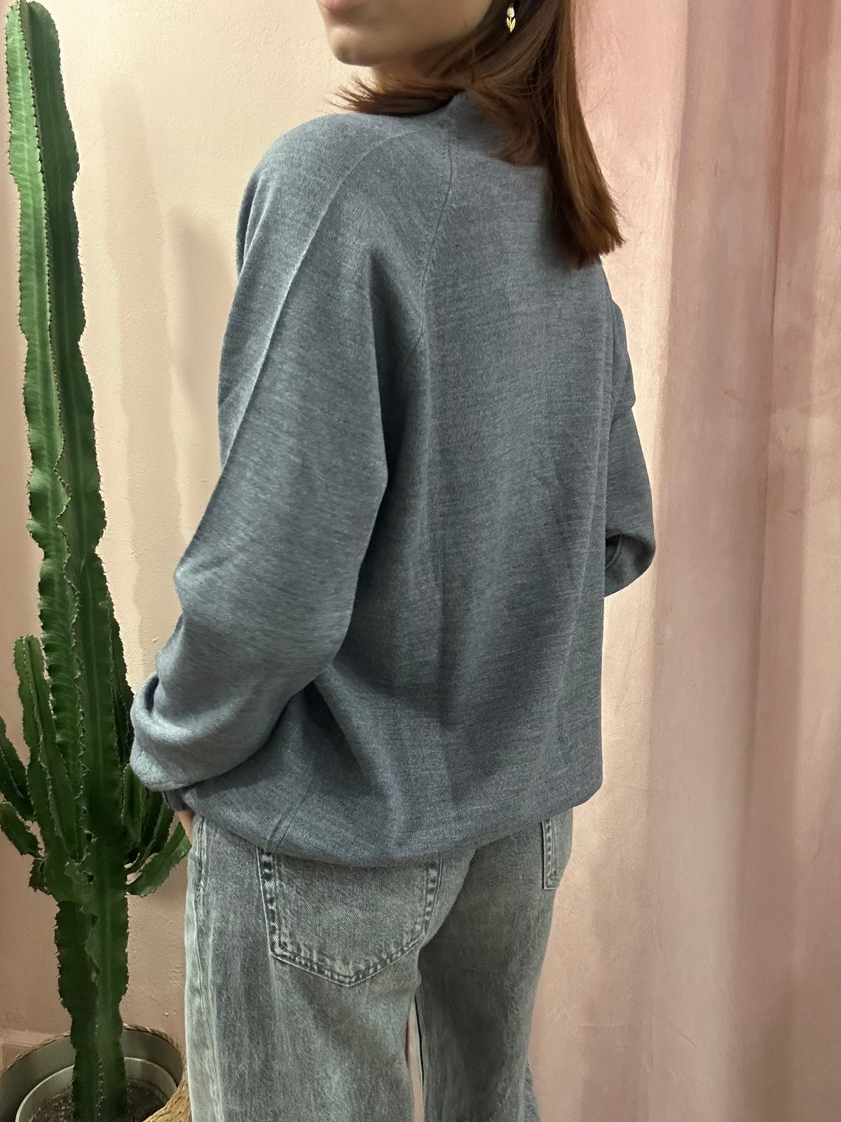 Cardigan Vintage grigio in pura lana