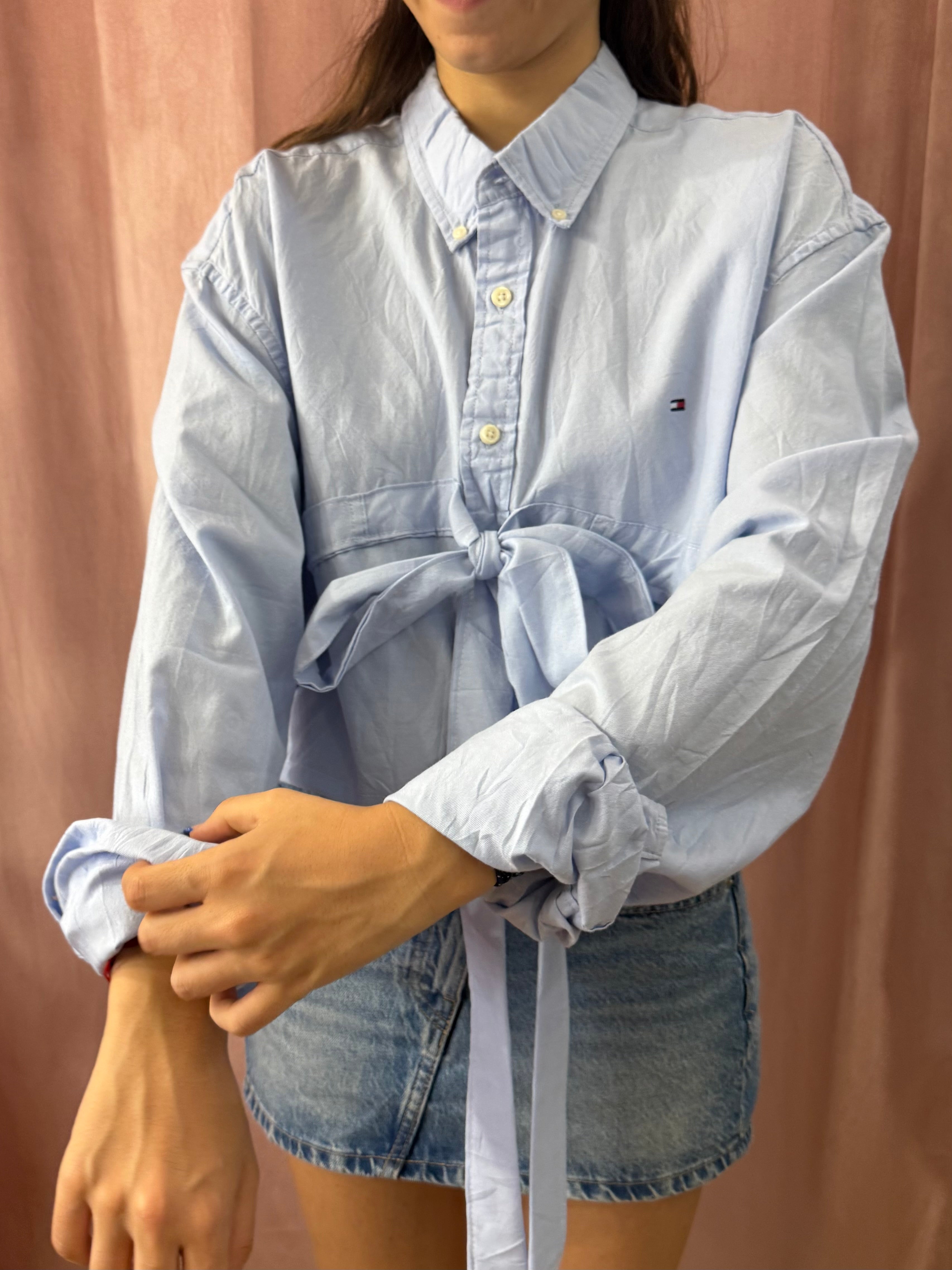 Camicia Tommy Hilfiger upcycling azzurra
