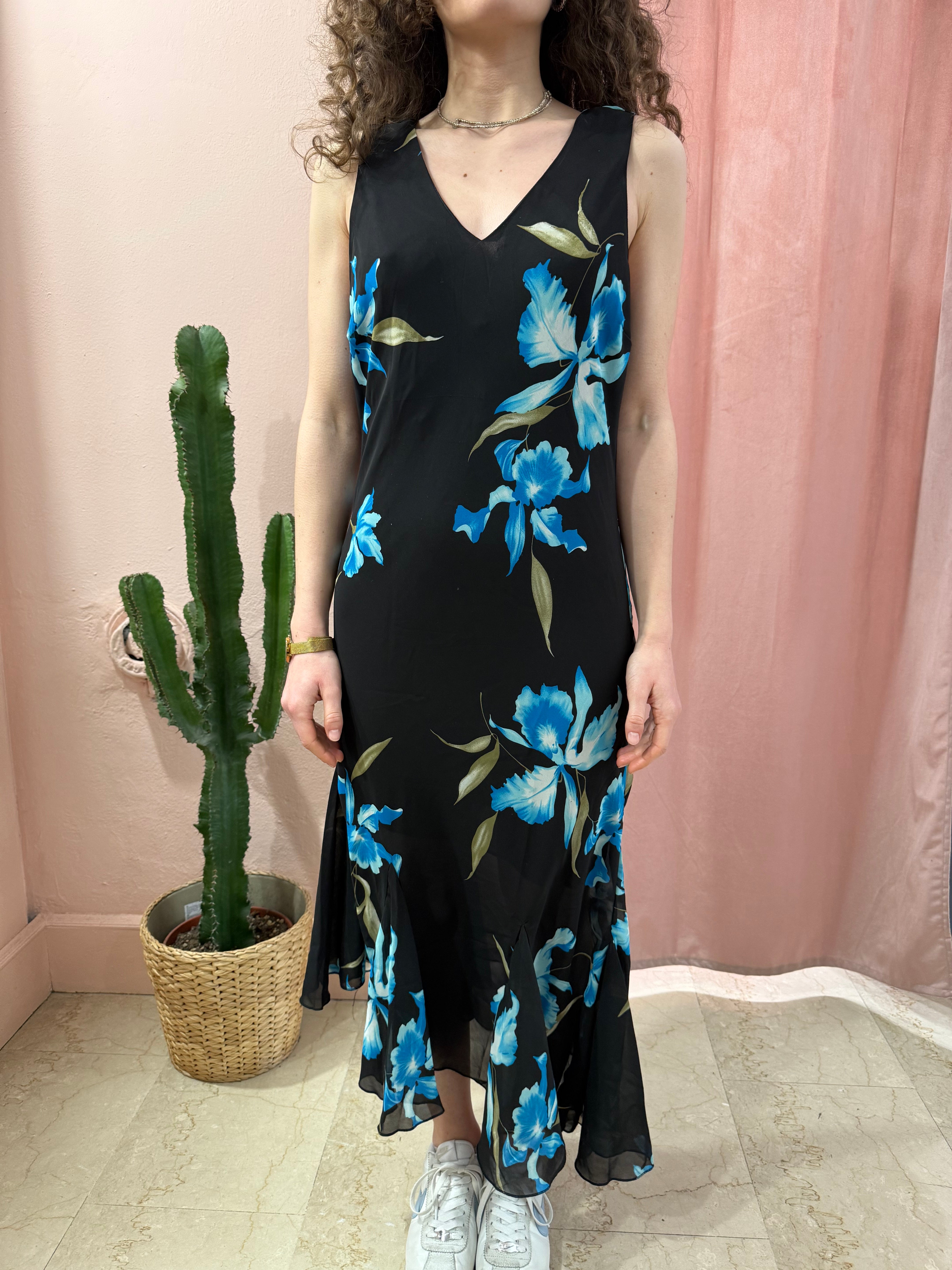 Vestito in fantasia a fiori misto seta