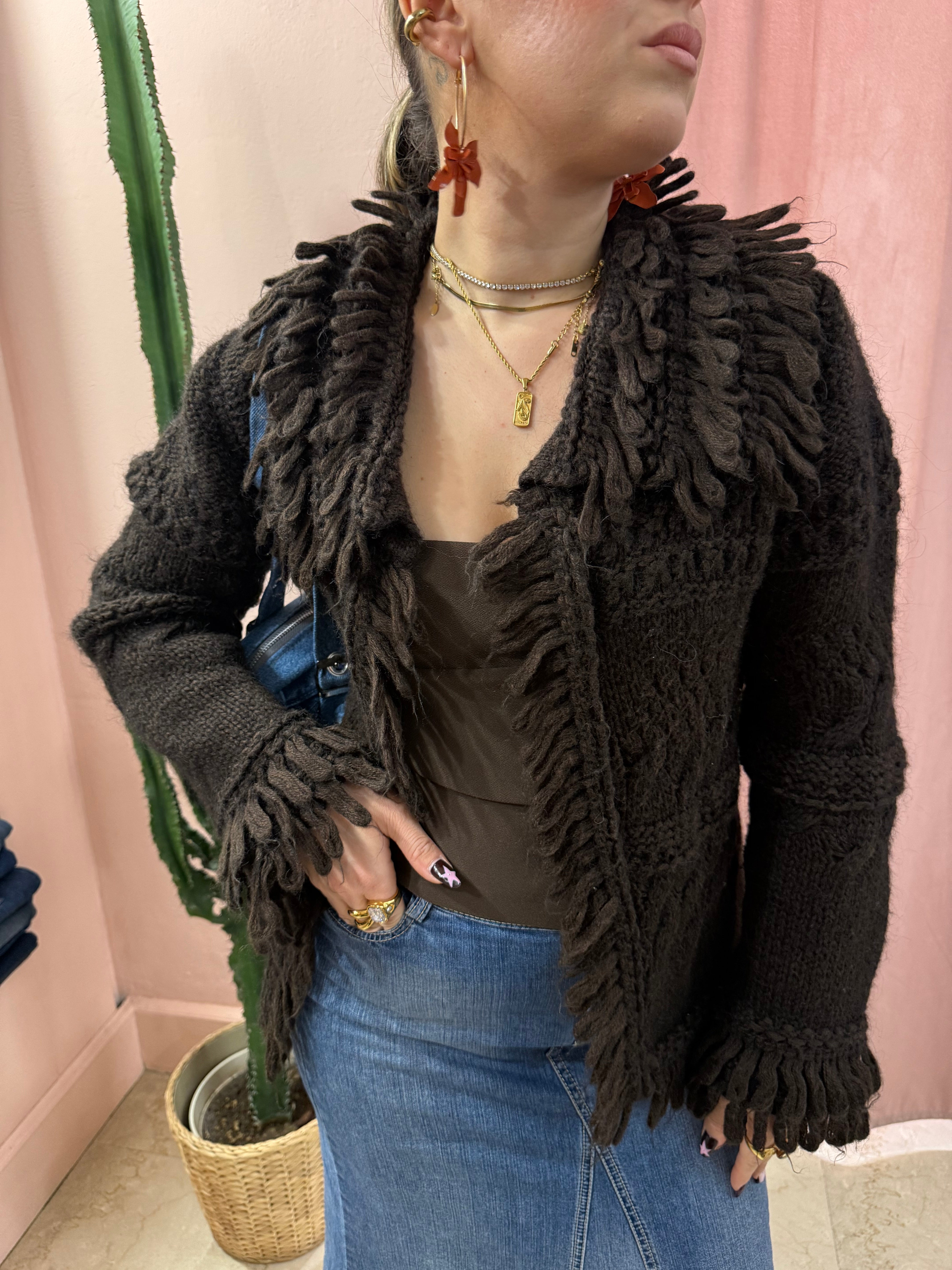 Cardigan 00s moro sfrangiato