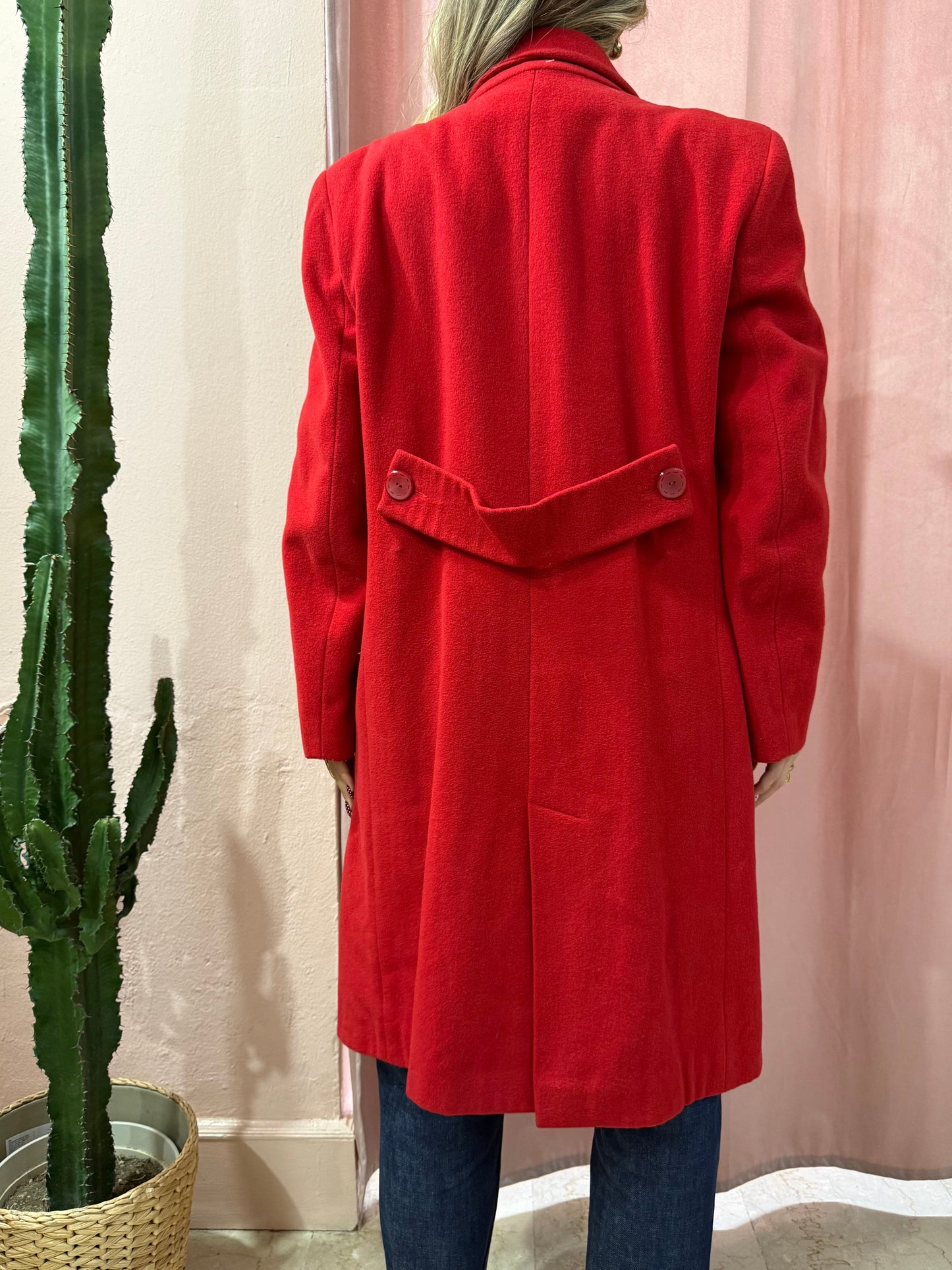 Cappotto vintage rosso Gina Lebole misto cashmere