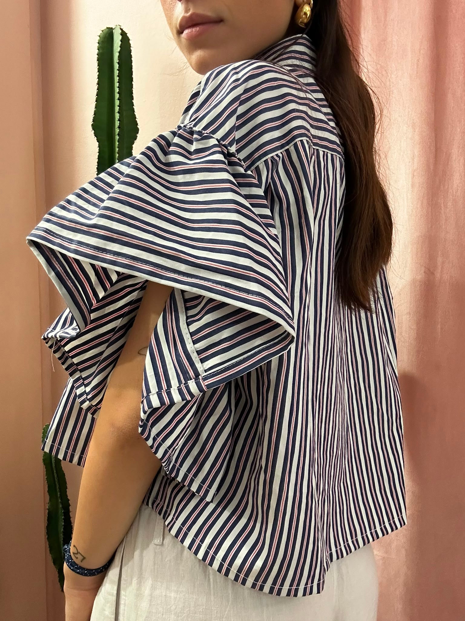 Camicia Tommy Hilfiger upcycling volant a righe