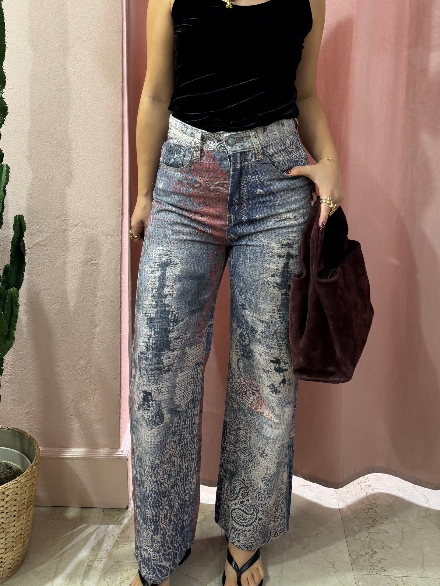 Pantalone wide leg stampa bandana