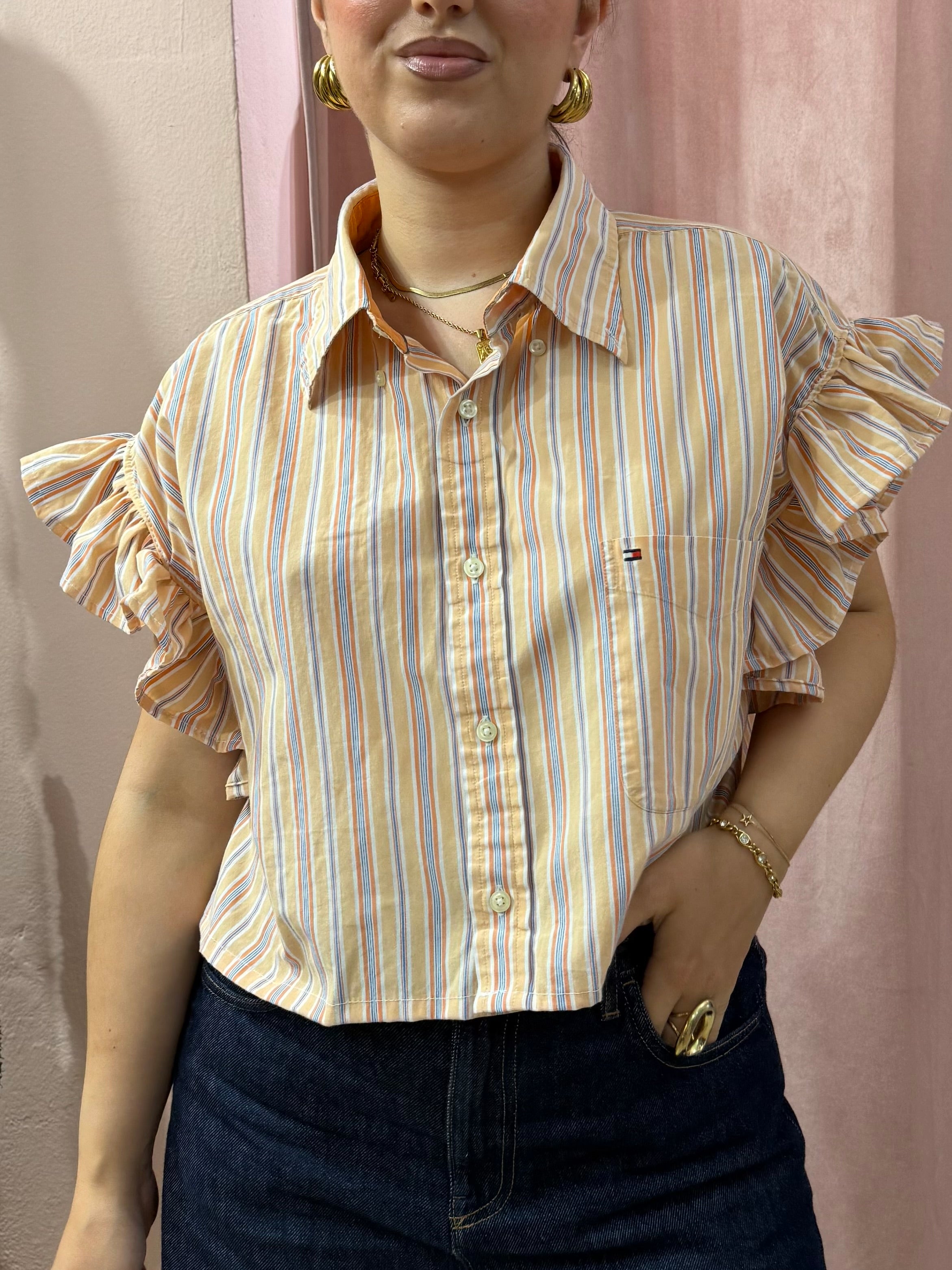 Camicia Tommy Hilfiger upcycling volant a righe