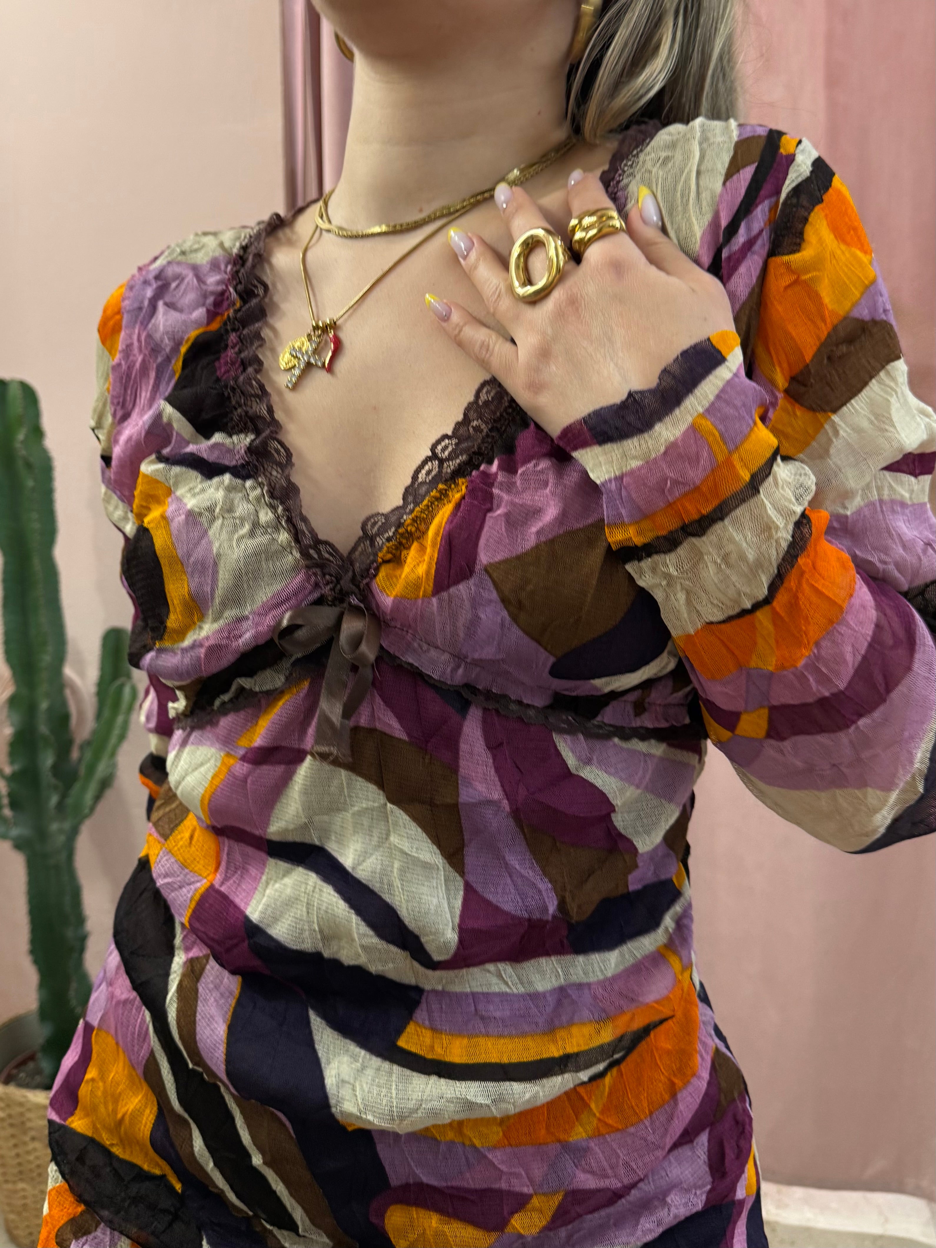 Vestito anni 2000 fantasia colorata