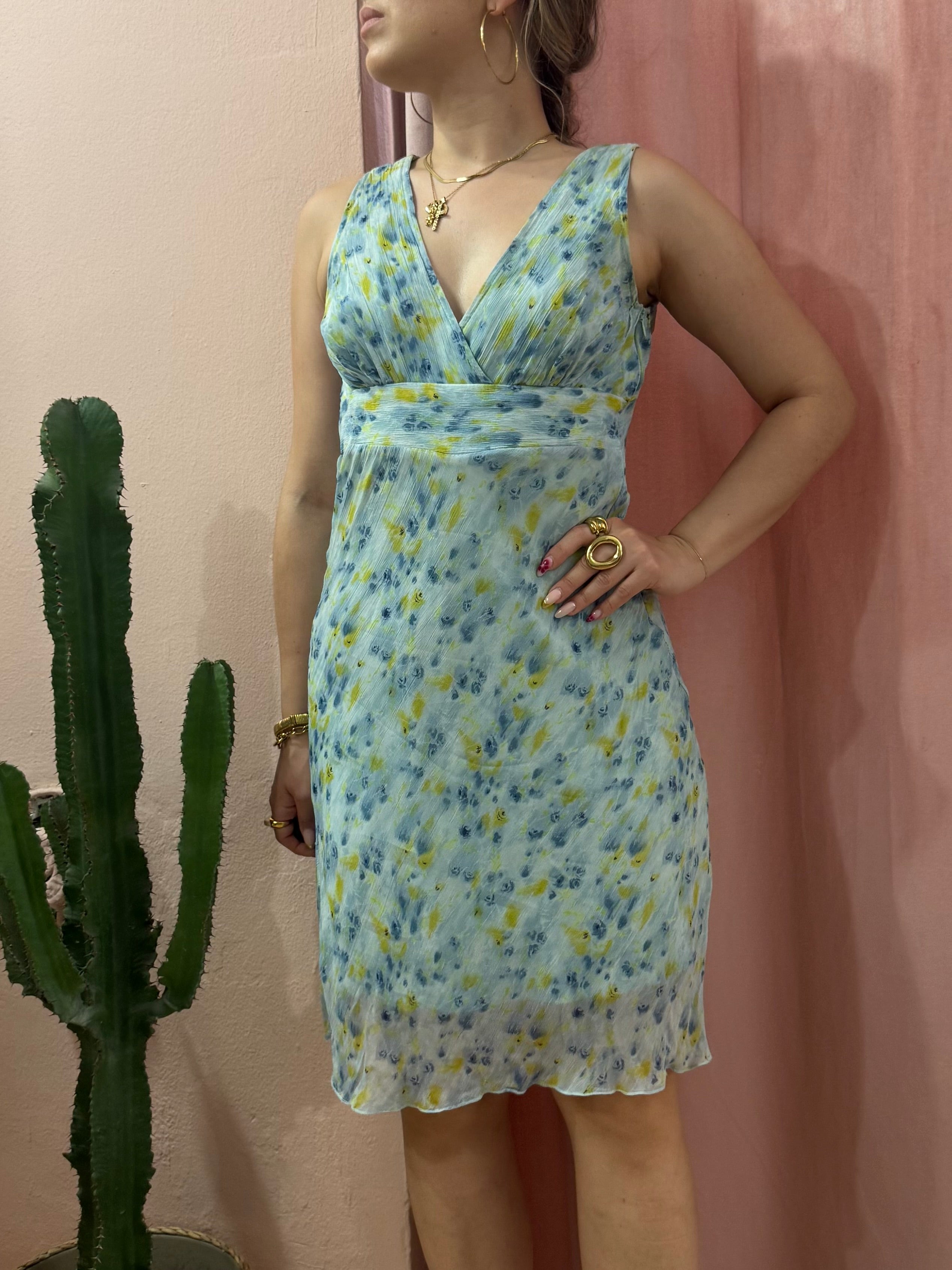 Vestito midi turchese in fantasia