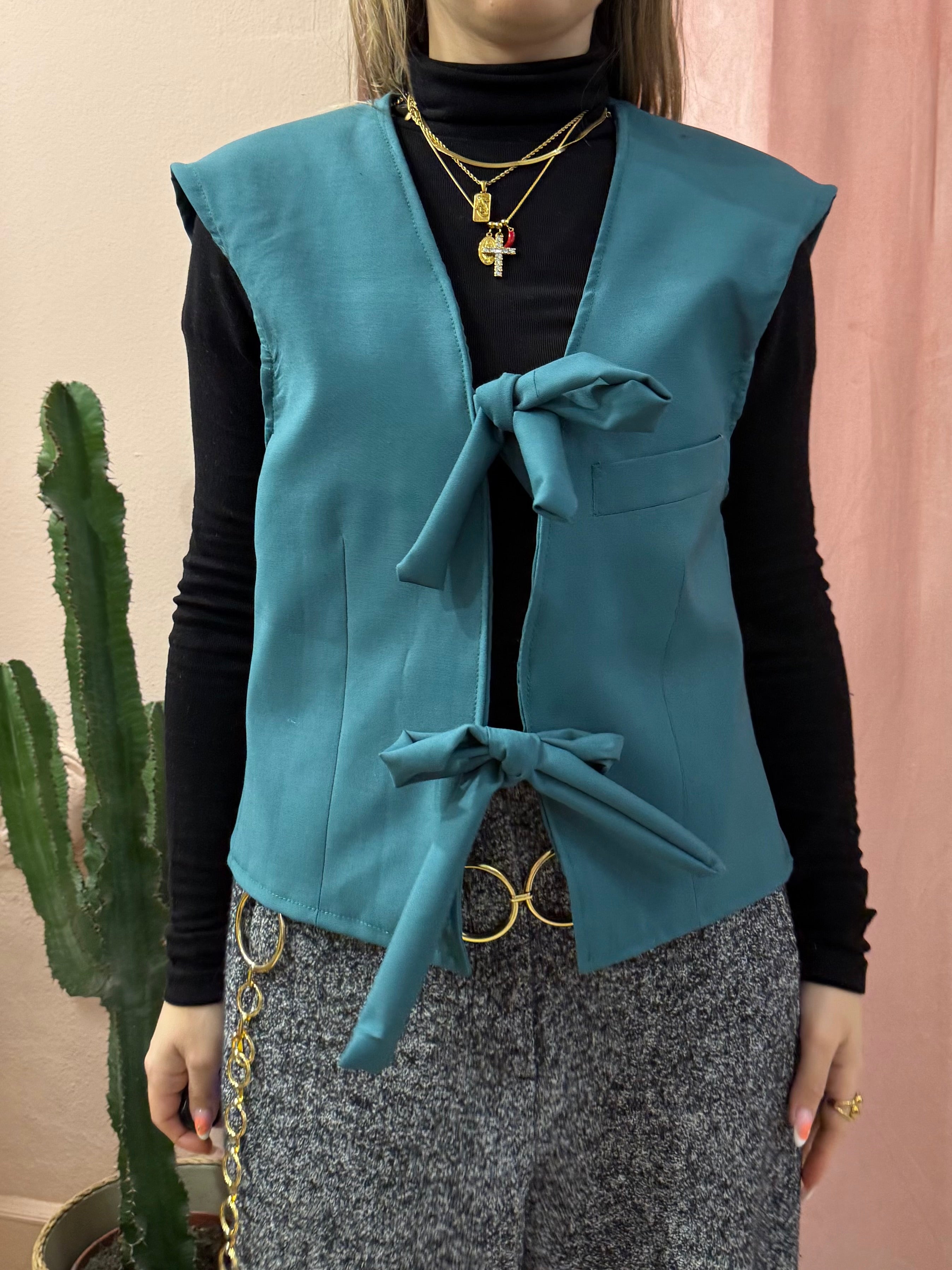 Gilet upcycling fiocchi verde bottiglia