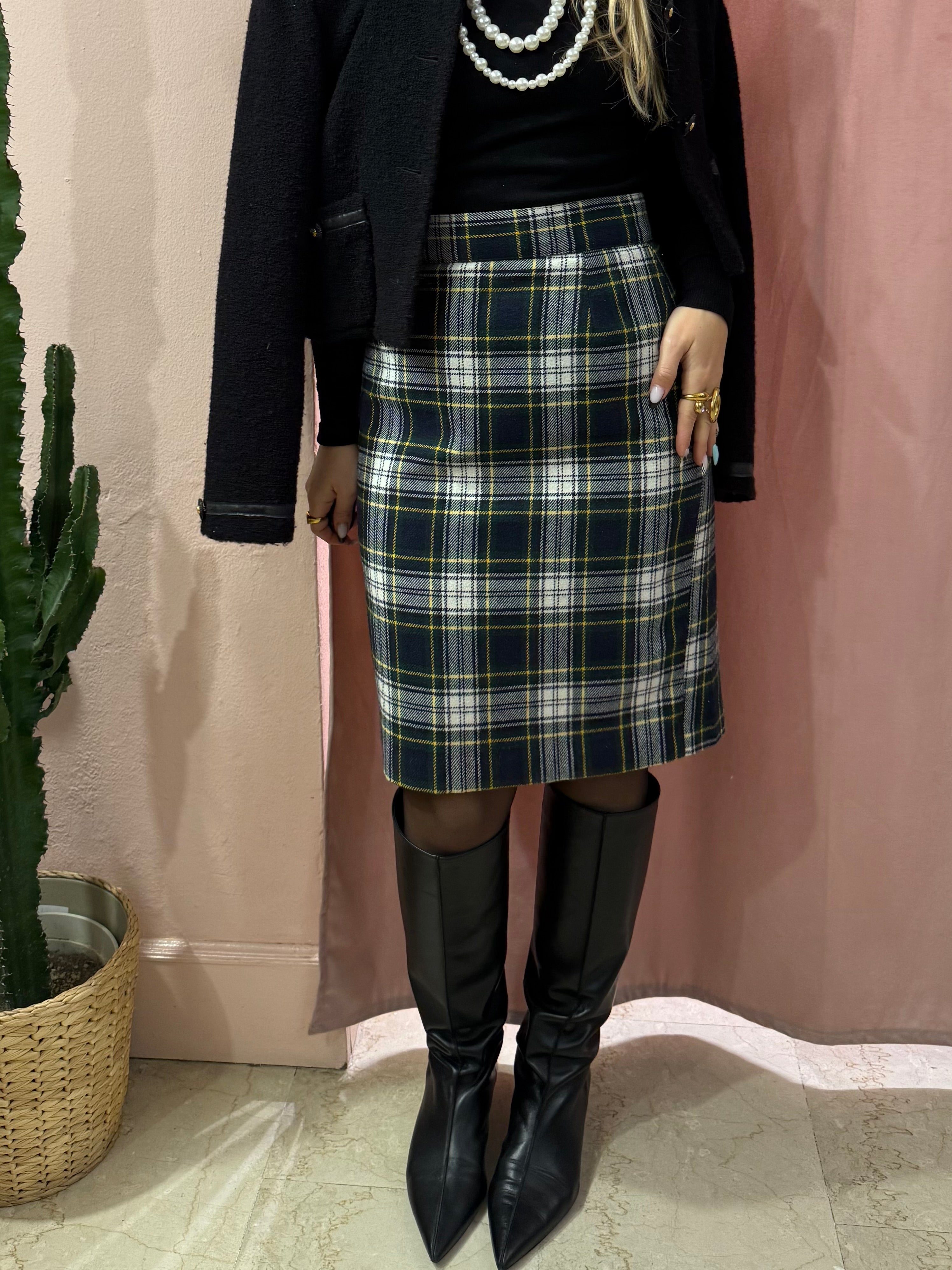Gonna tartan tubino in lana