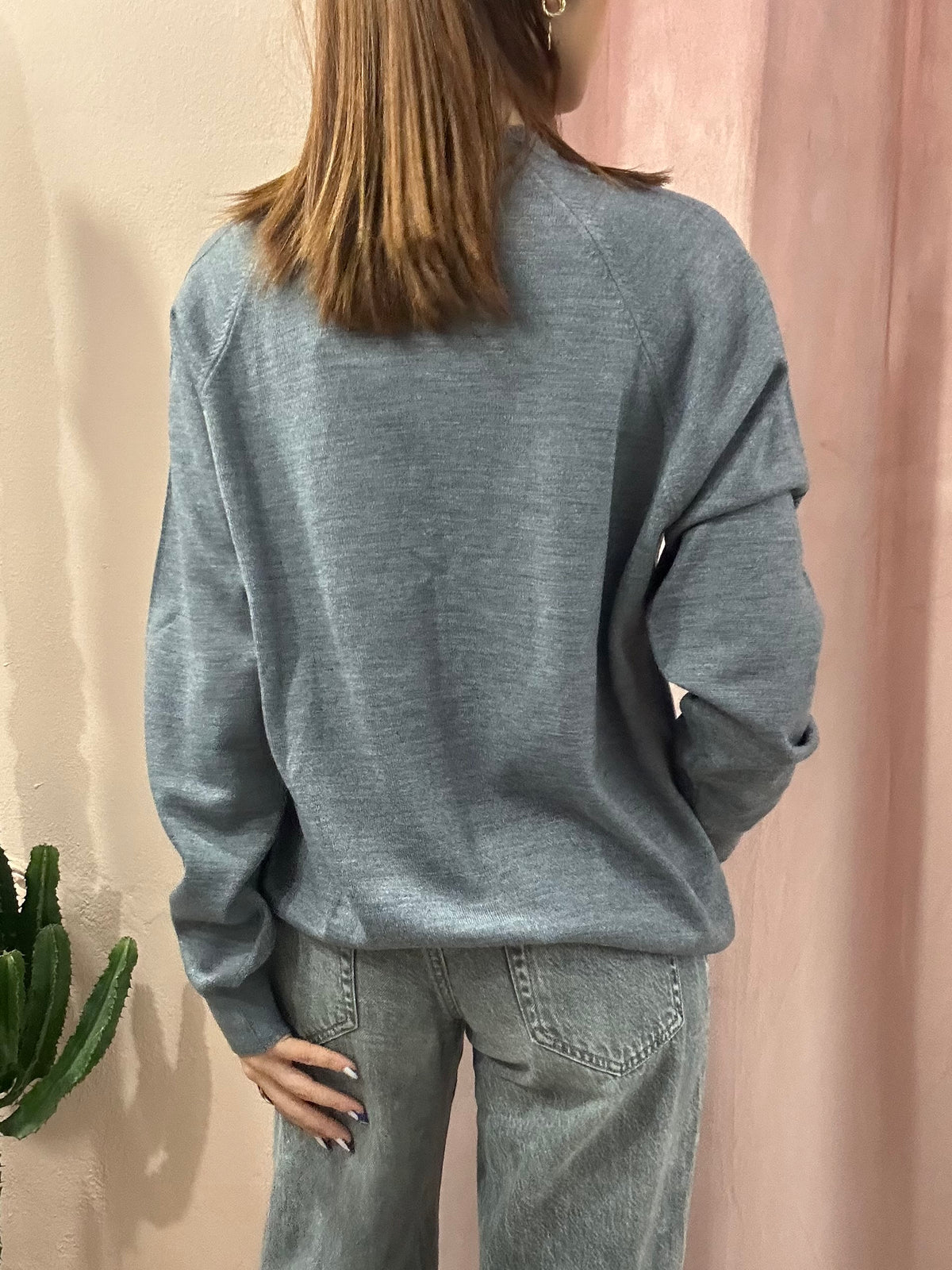 Cardigan Vintage grigio in pura lana