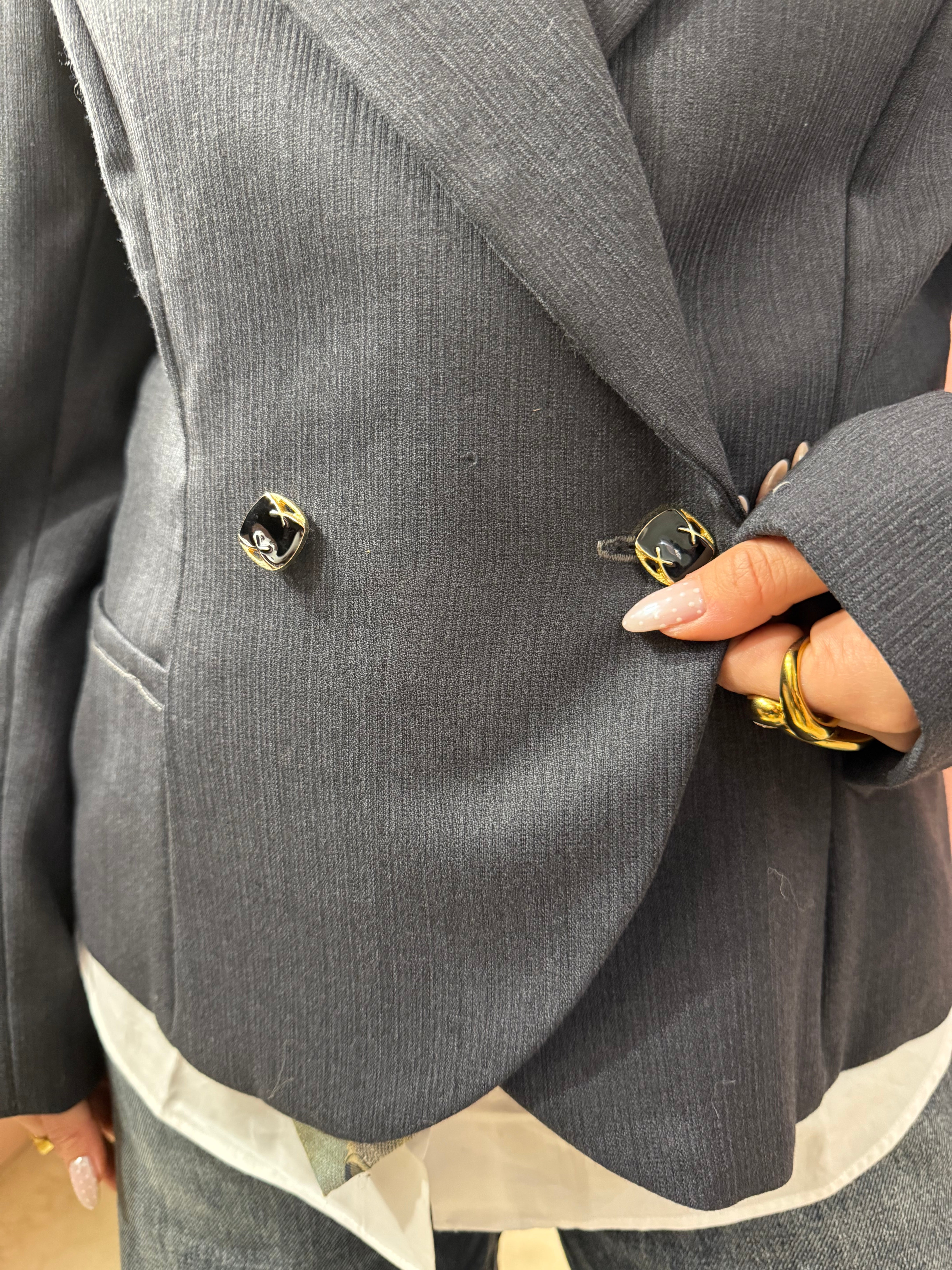 Blazer doppiopetto antracite in lana