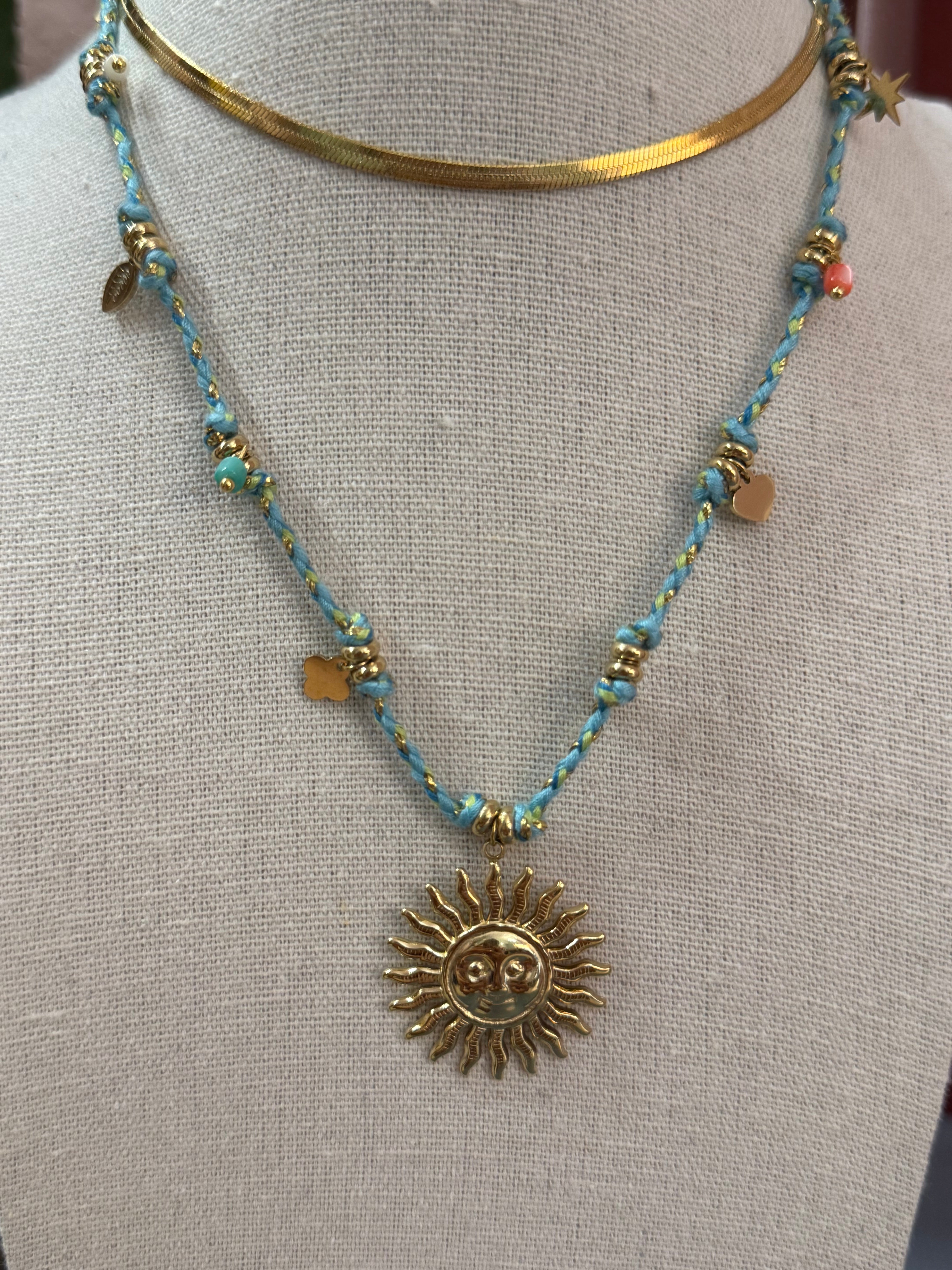 Collana con Sole in corda più colori