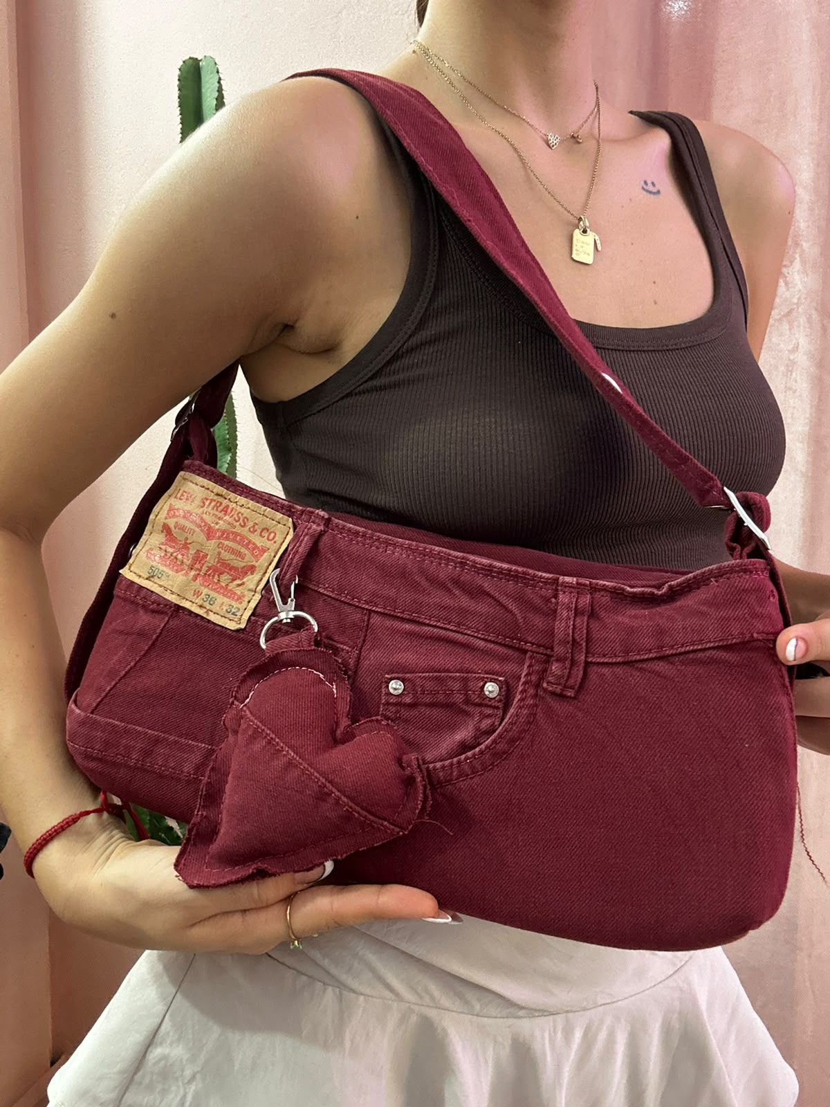 Borsa Levis baguette upcycling bordeaux