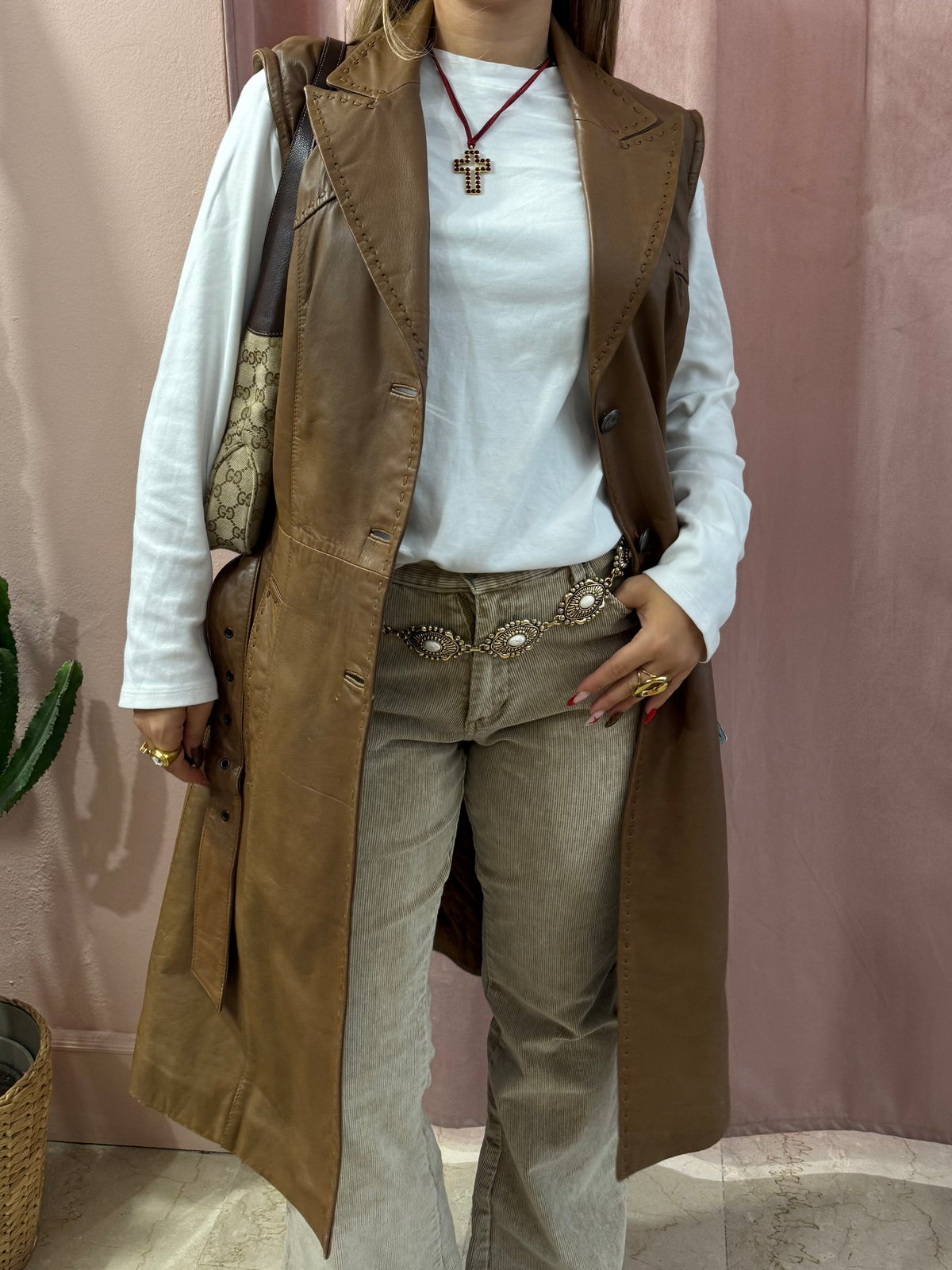 Smanicato in vera pelle biscotto