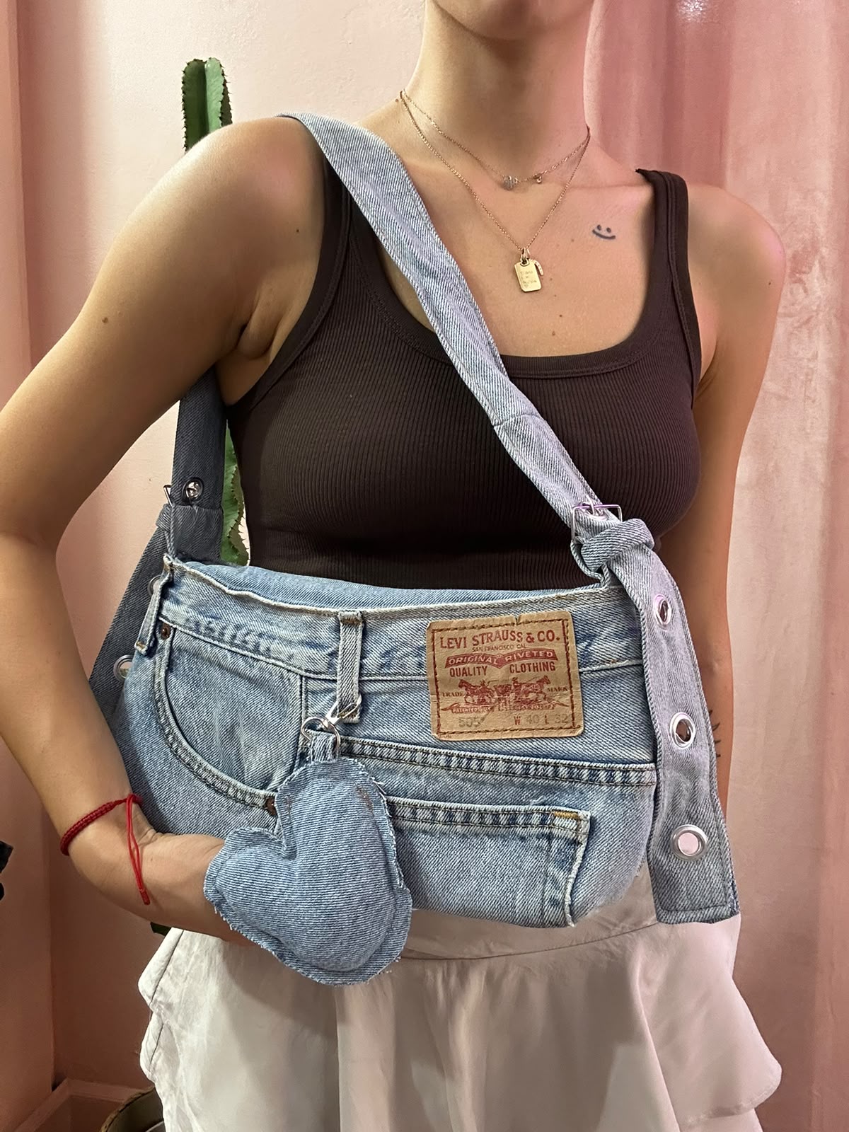 Borsa levis baguette upcycling denim chiaro