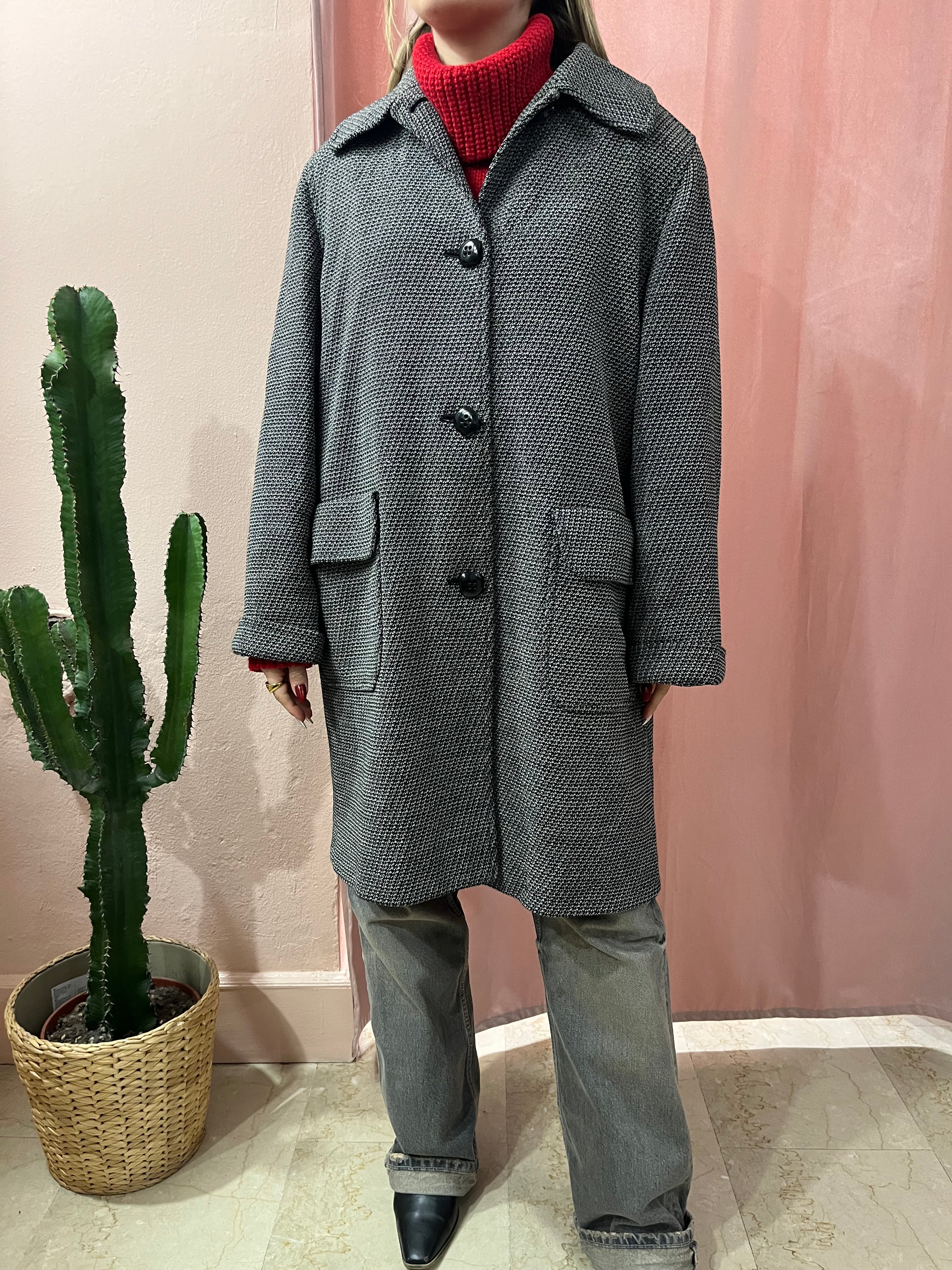 Cappotto in lana in fantasia