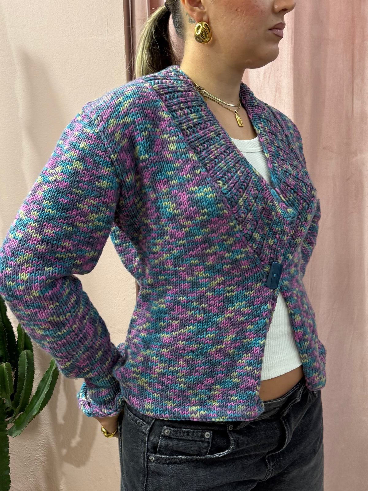 cardigan in maglia multicolor