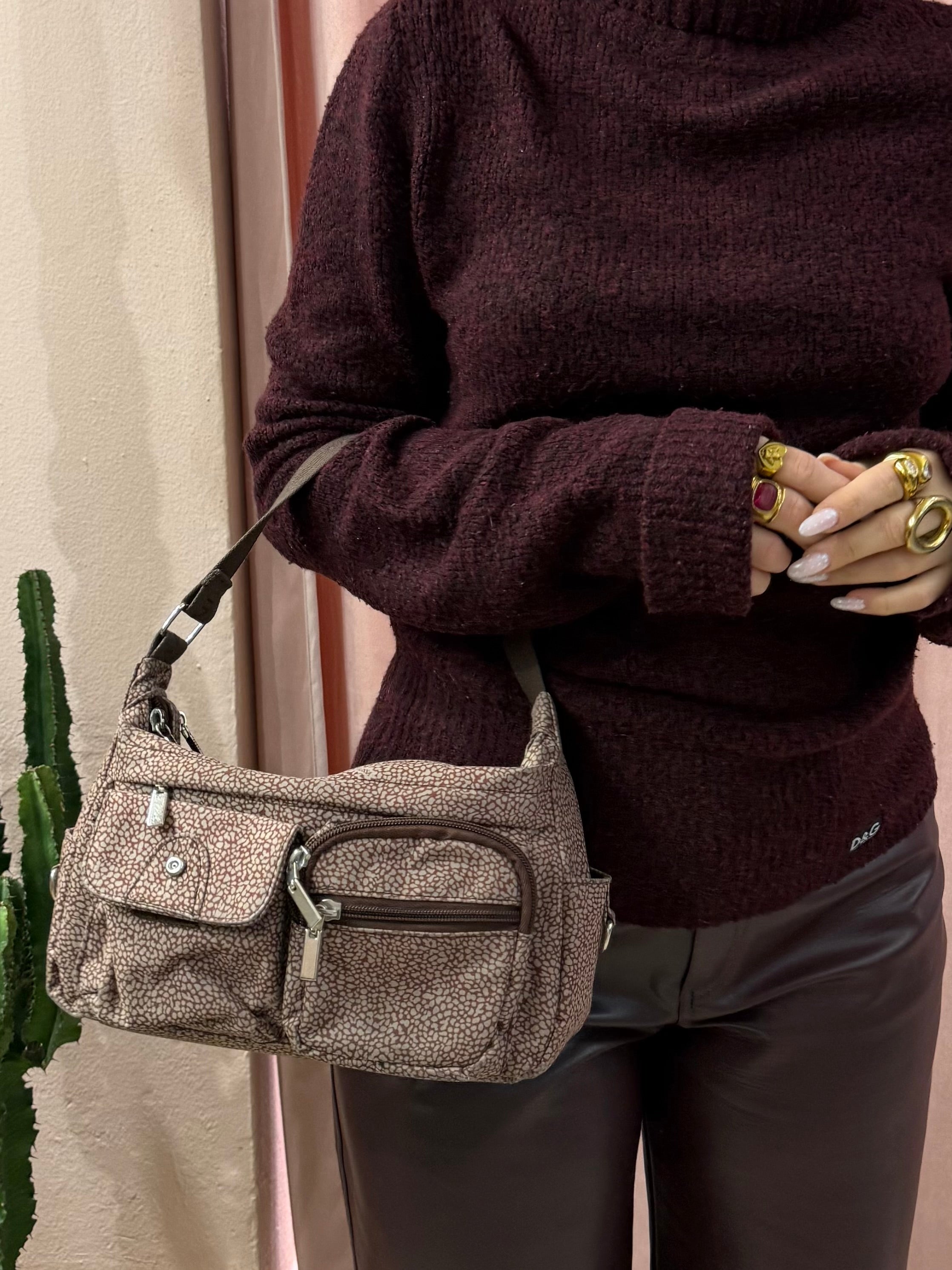 Borsa in tela 00s burgundy