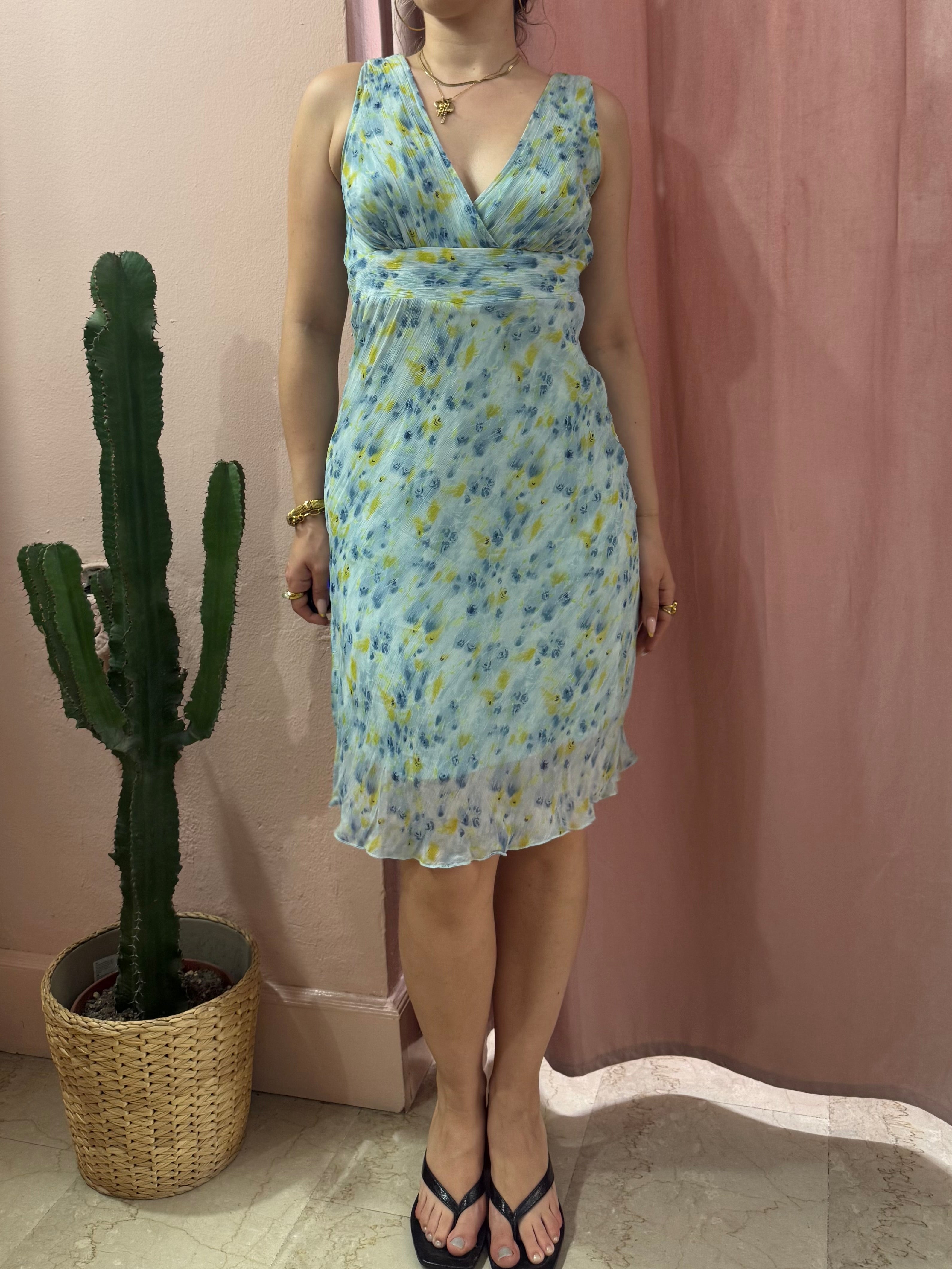 Vestito midi turchese in fantasia