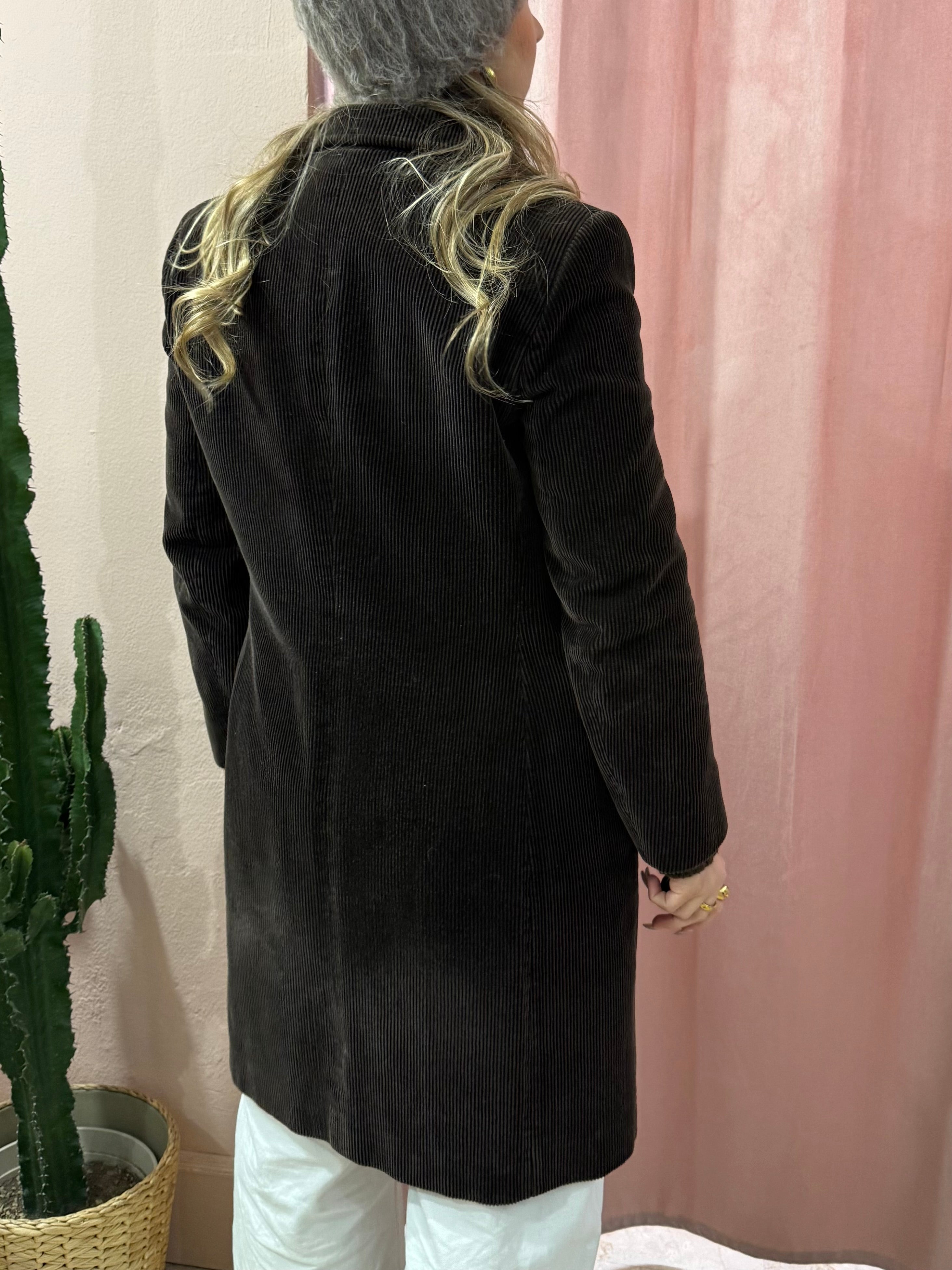 Giacca lunga Aspesi moro a costine