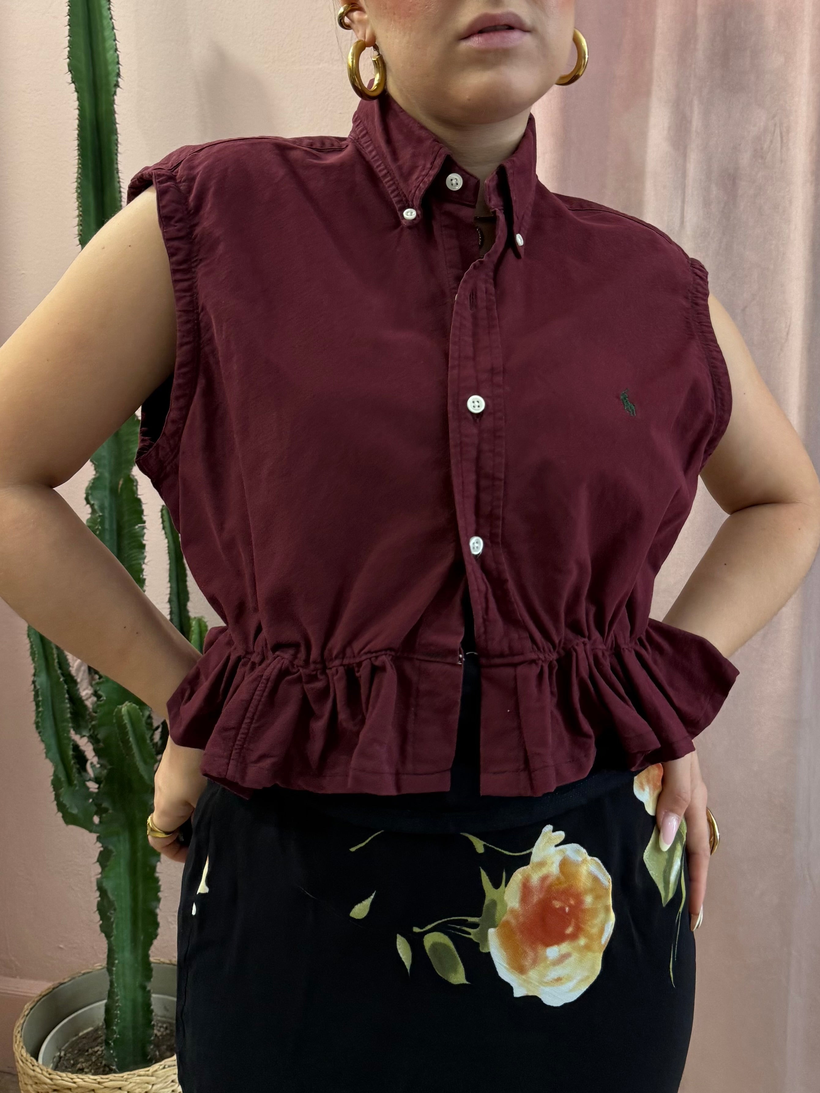 Camicia Ralph Lauren upcycling volant vino