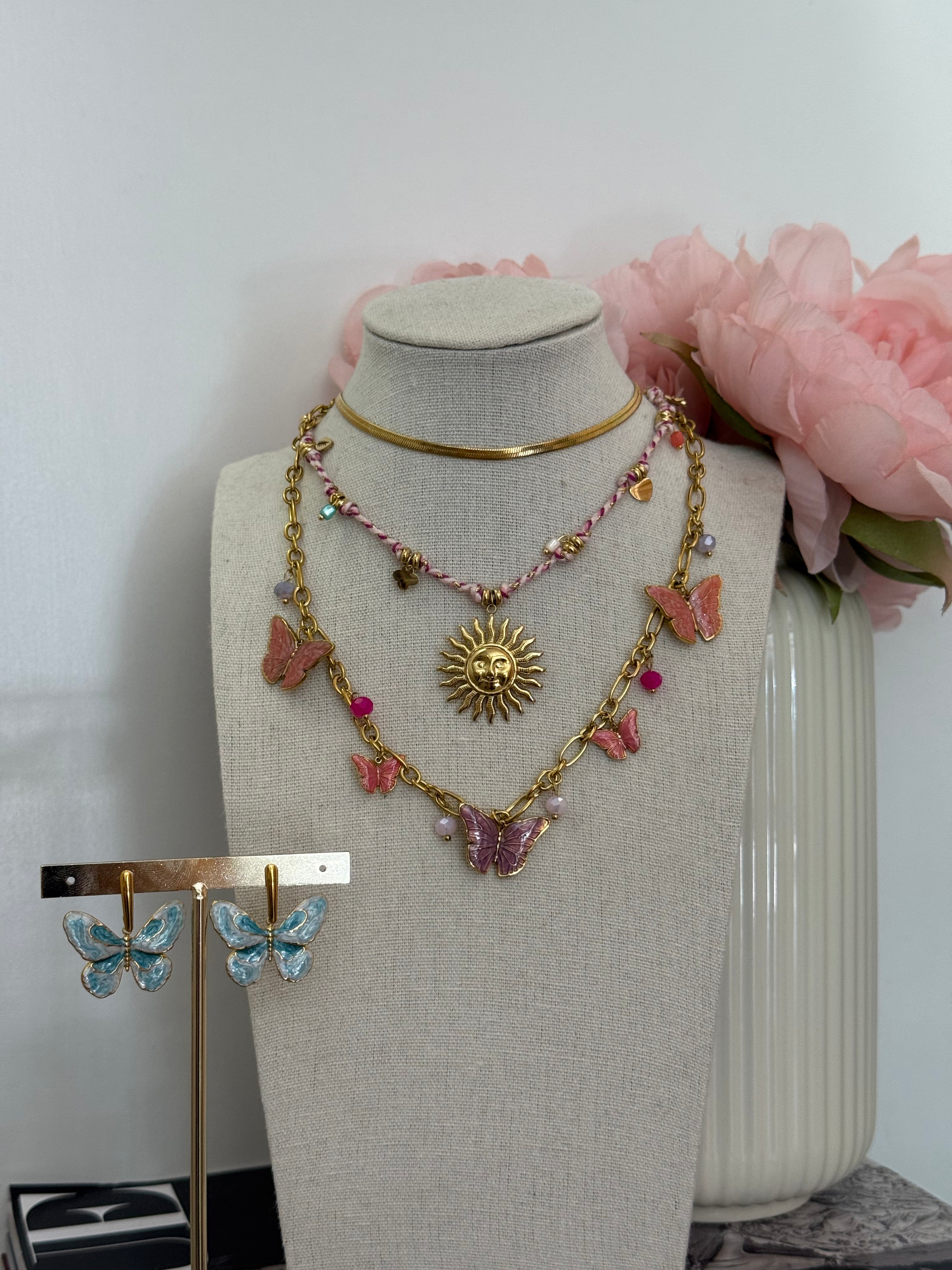 Collana multicharm farfalle