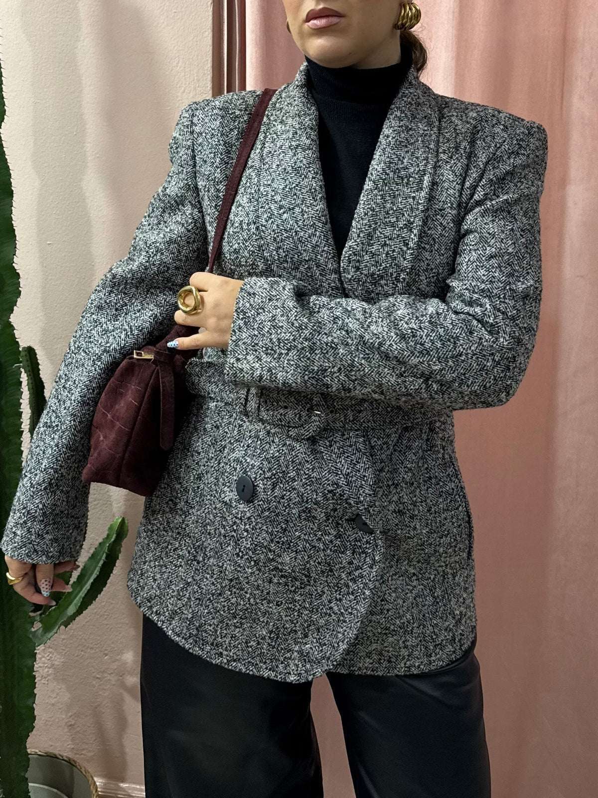 Blazer mélange con cinturino