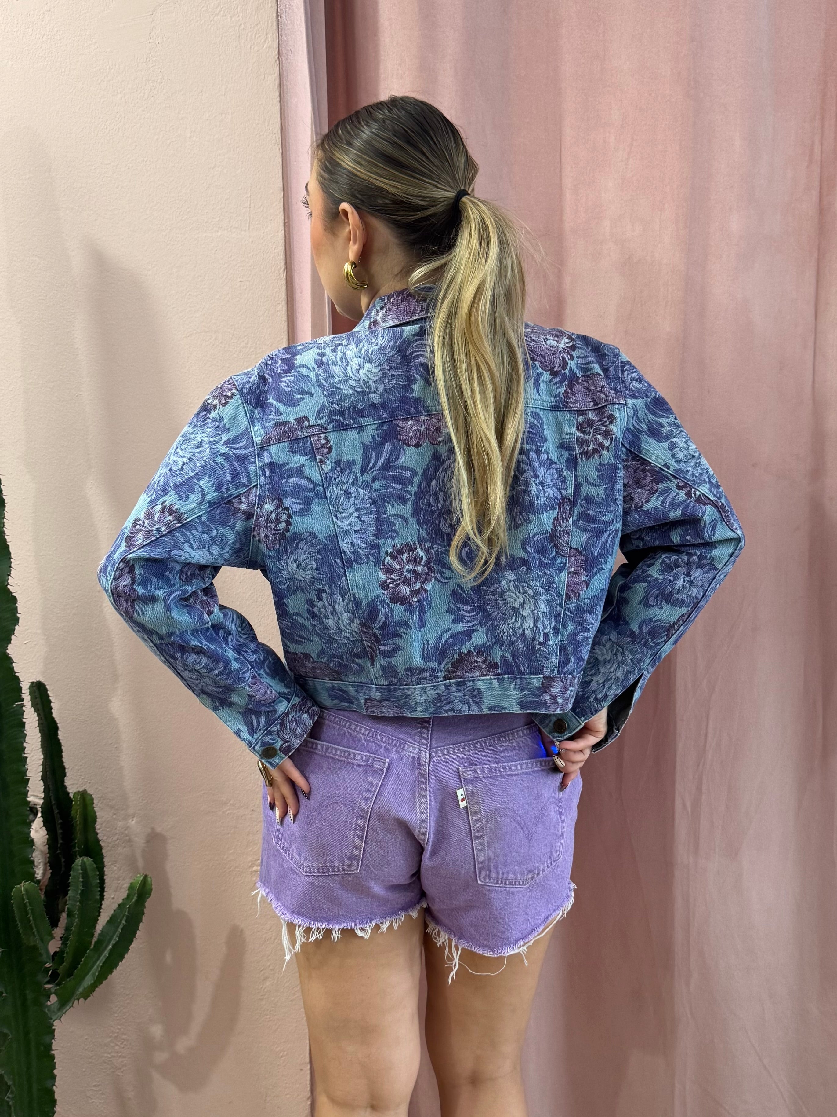 Giacca in denim vintage fantasia floreale