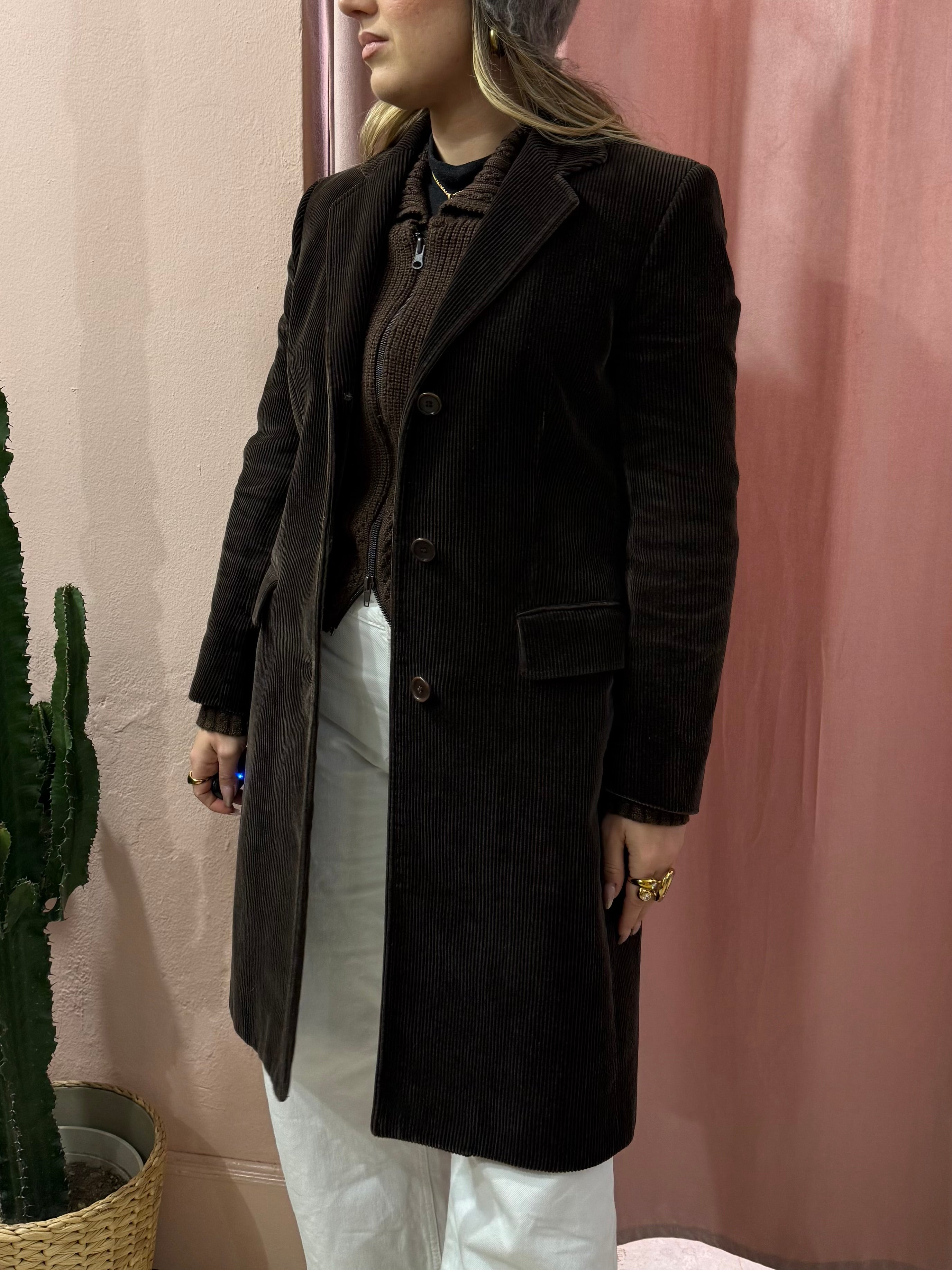 Giacca lunga Aspesi moro a costine